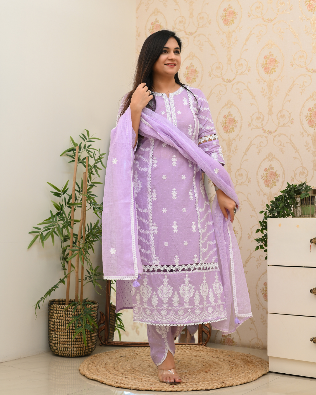Sunaina Cotton Embroidered Designer Pant Set - The Jaipur Studio