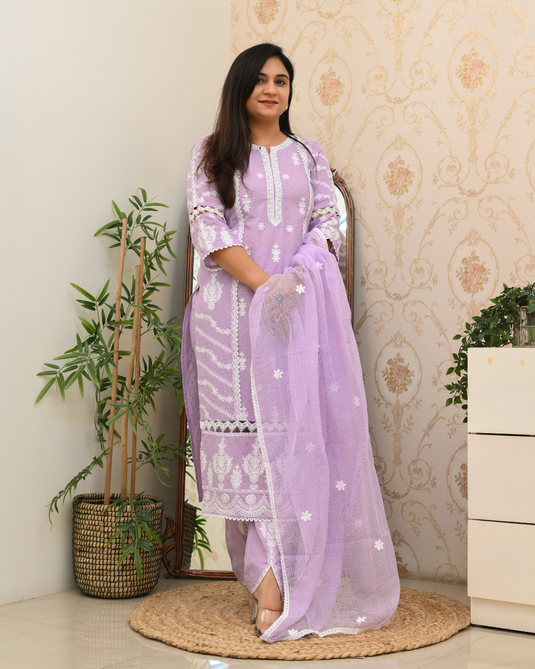 Sunaina Cotton Embroidered Designer Pant Set - The Jaipur Studio