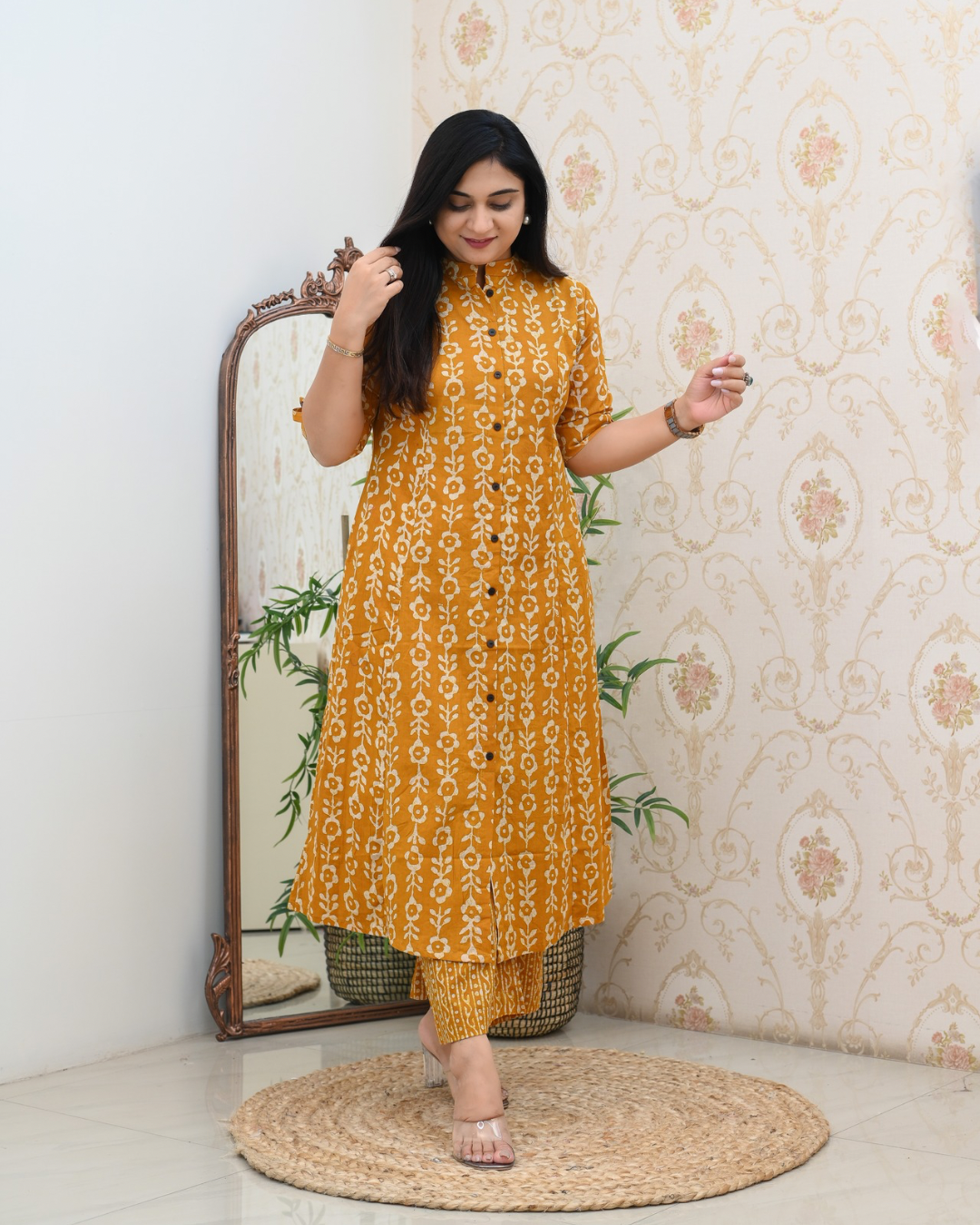 Batik Floral Cotton A-line Coord set - The Jaipur Studio