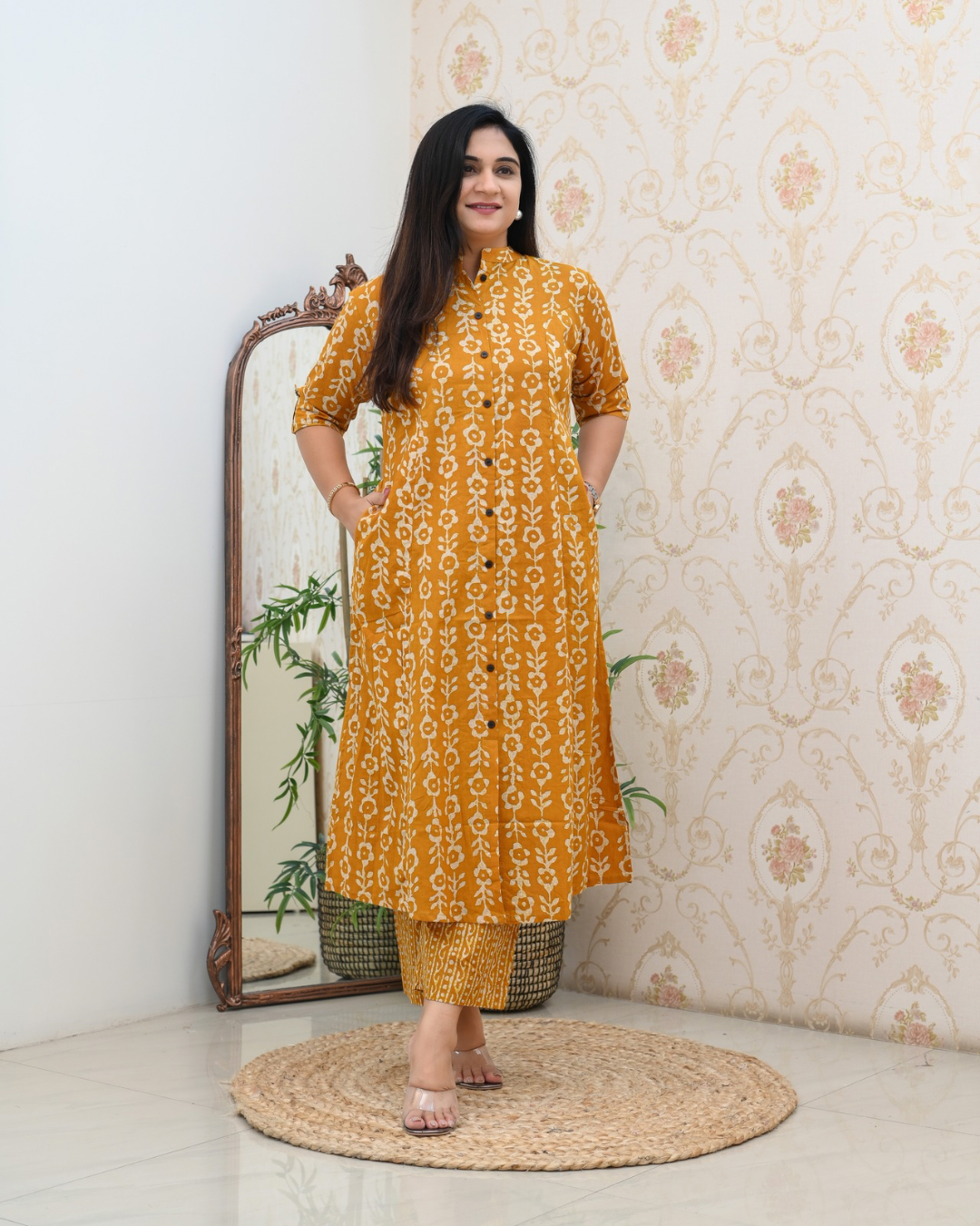 Batik Floral Cotton A-line Coord set - The Jaipur Studio