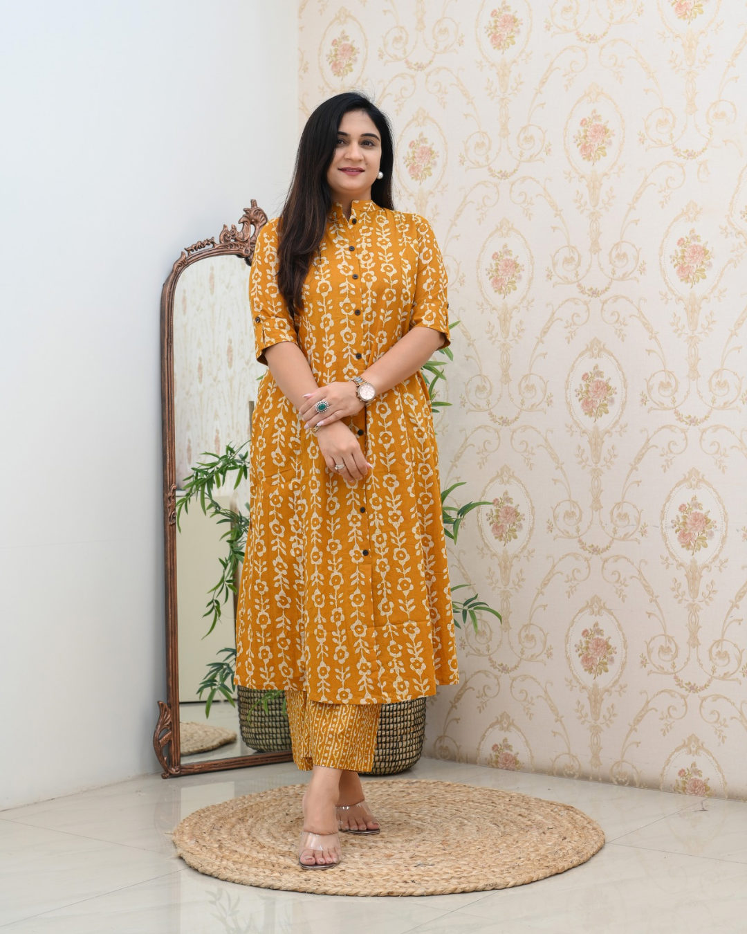 Batik Floral Cotton A-line Coord set - The Jaipur Studio