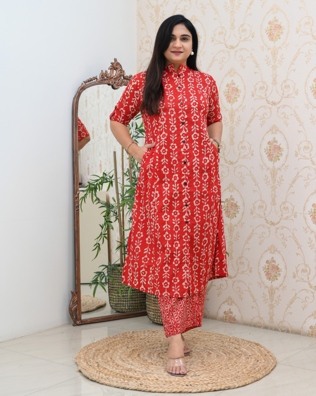 Batik Floral Cotton A-line Coord set - The Jaipur Studio