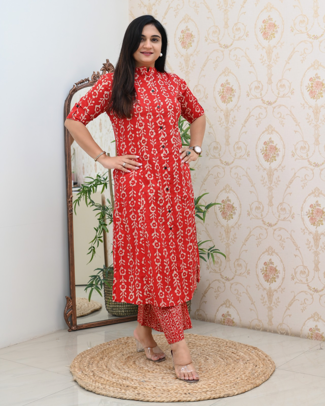 Batik Floral Cotton A-line Coord set - The Jaipur Studio