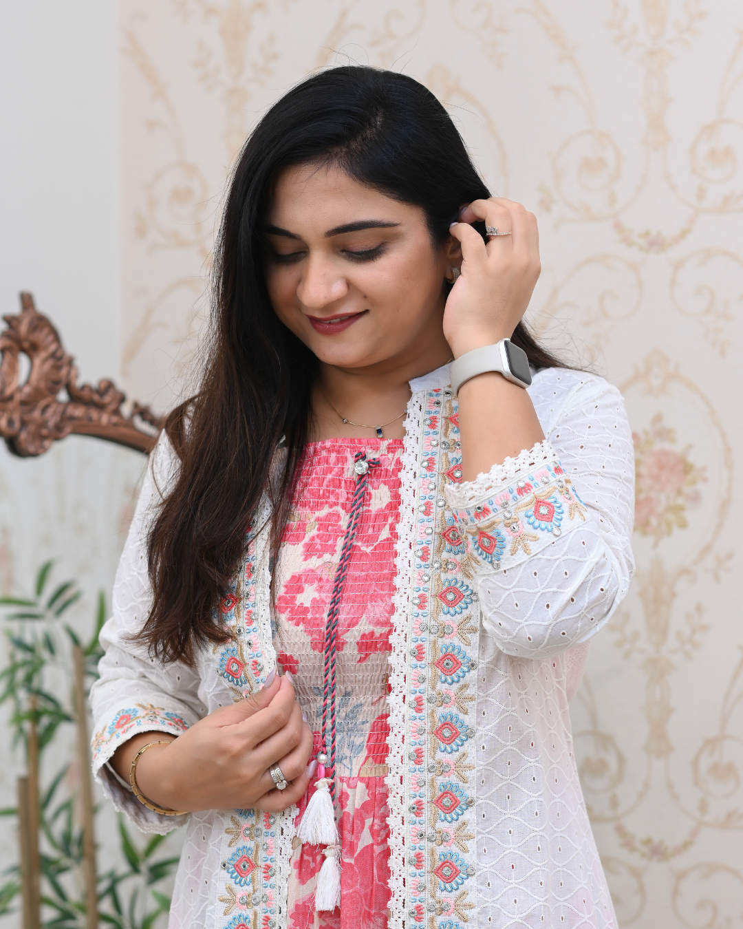 Aashi Cotton Casual Sciffili Long Shrug Dress - The Jaipur Studio