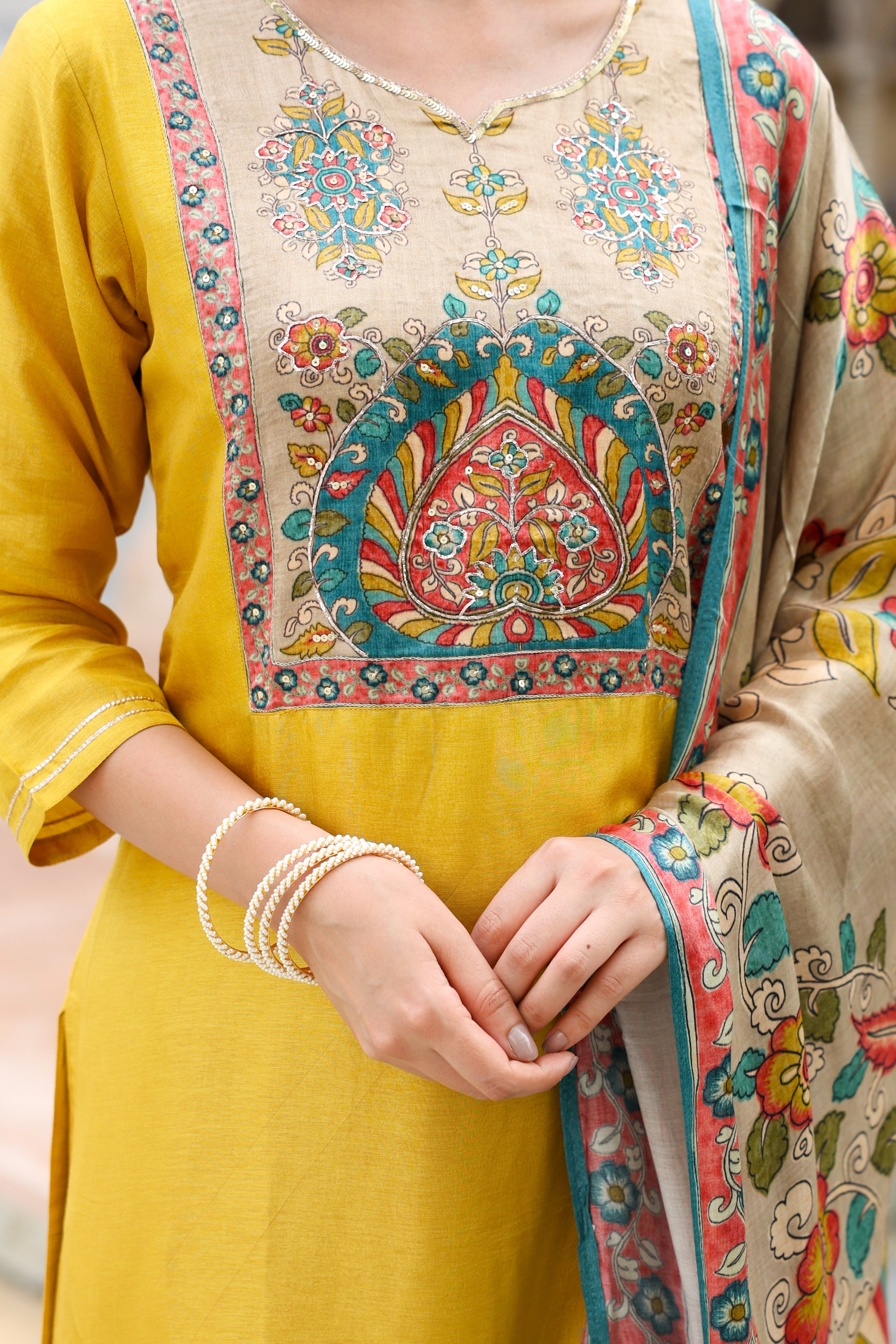 Zarna Silk Hand Embroidered Pant Set - The Jaipur Studio