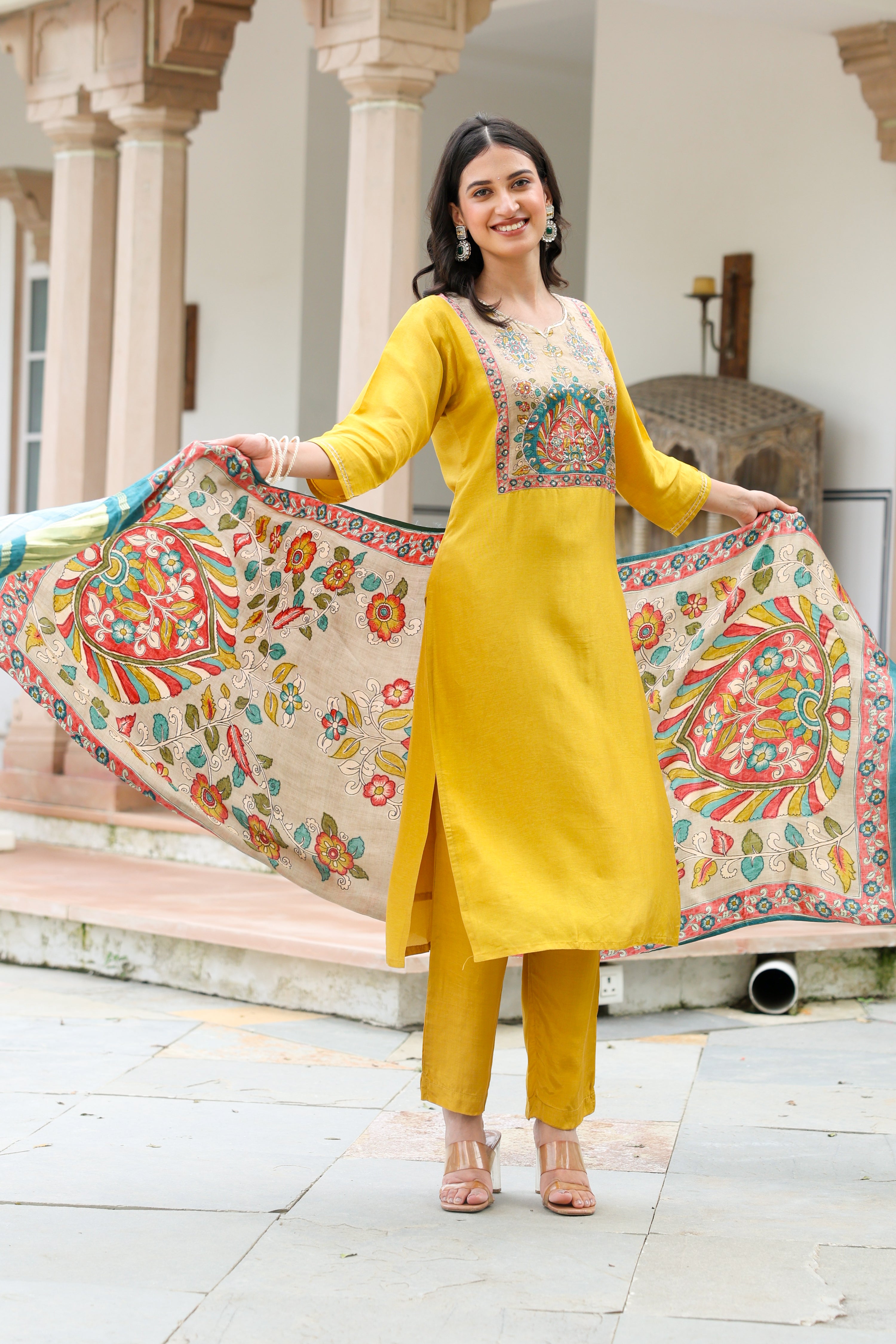 Zarna Silk Hand Embroidered Pant Set - The Jaipur Studio