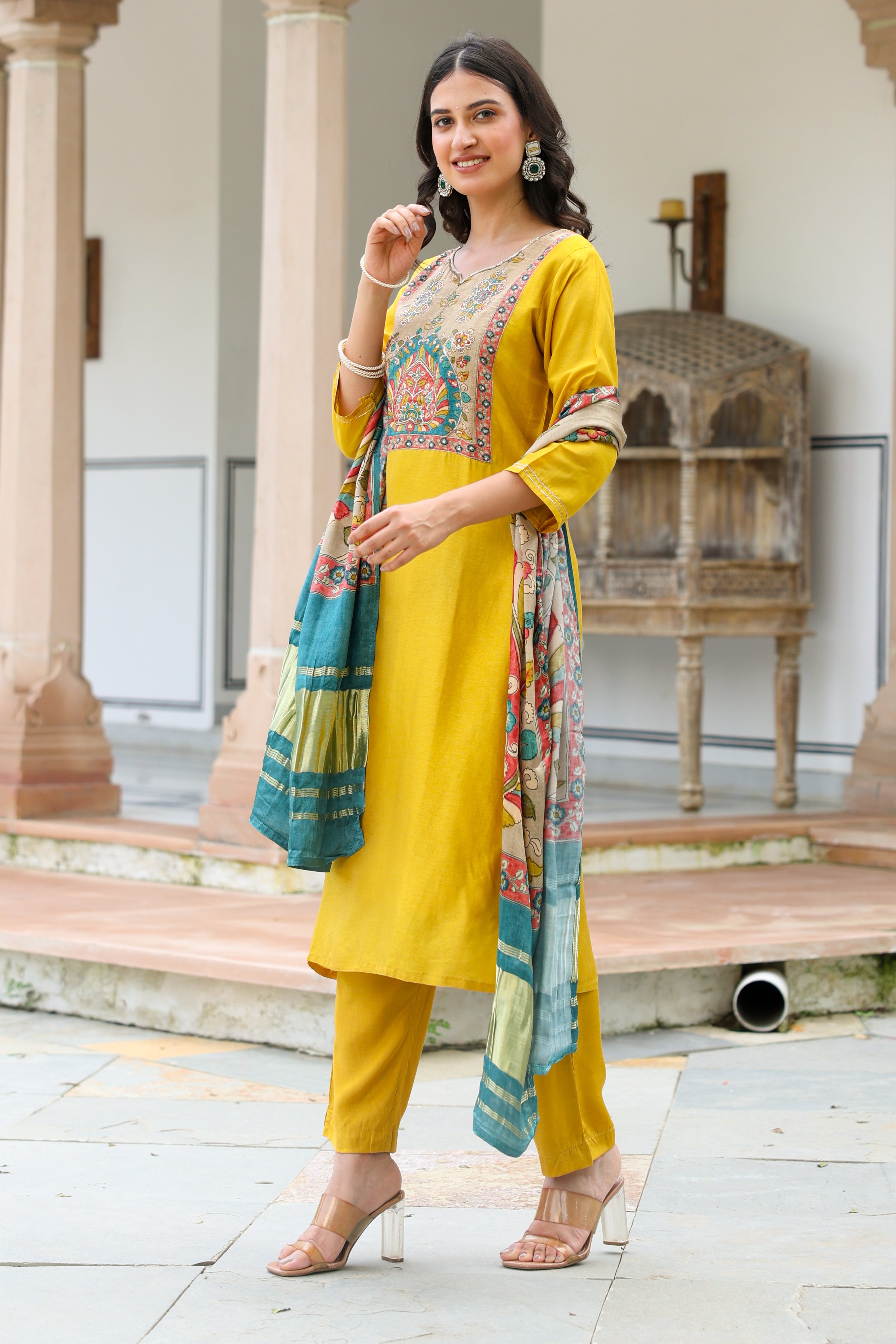 Zarna Silk Hand Embroidered Pant Set - The Jaipur Studio