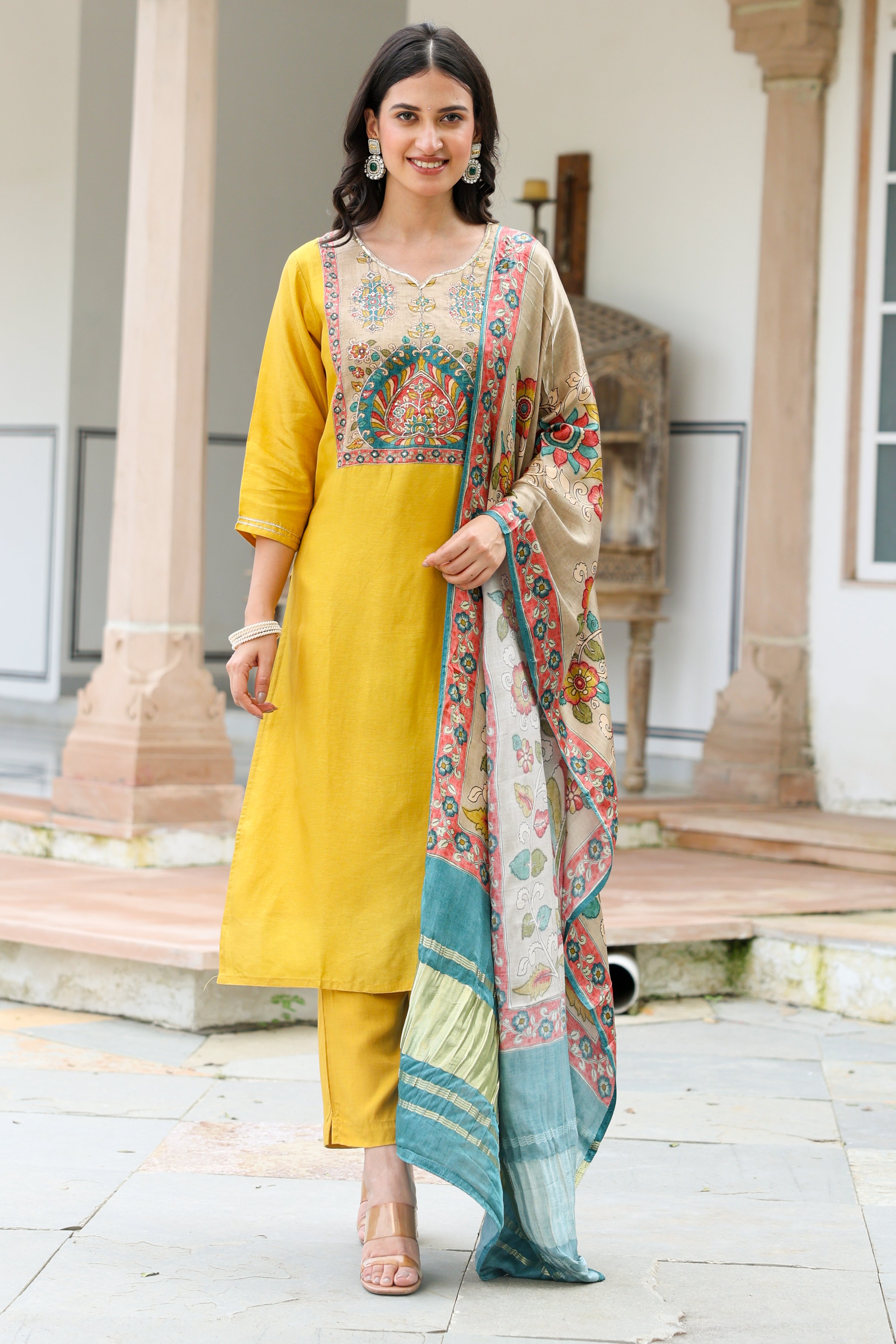 Zarna Silk Hand Embroidered Pant Set - The Jaipur Studio