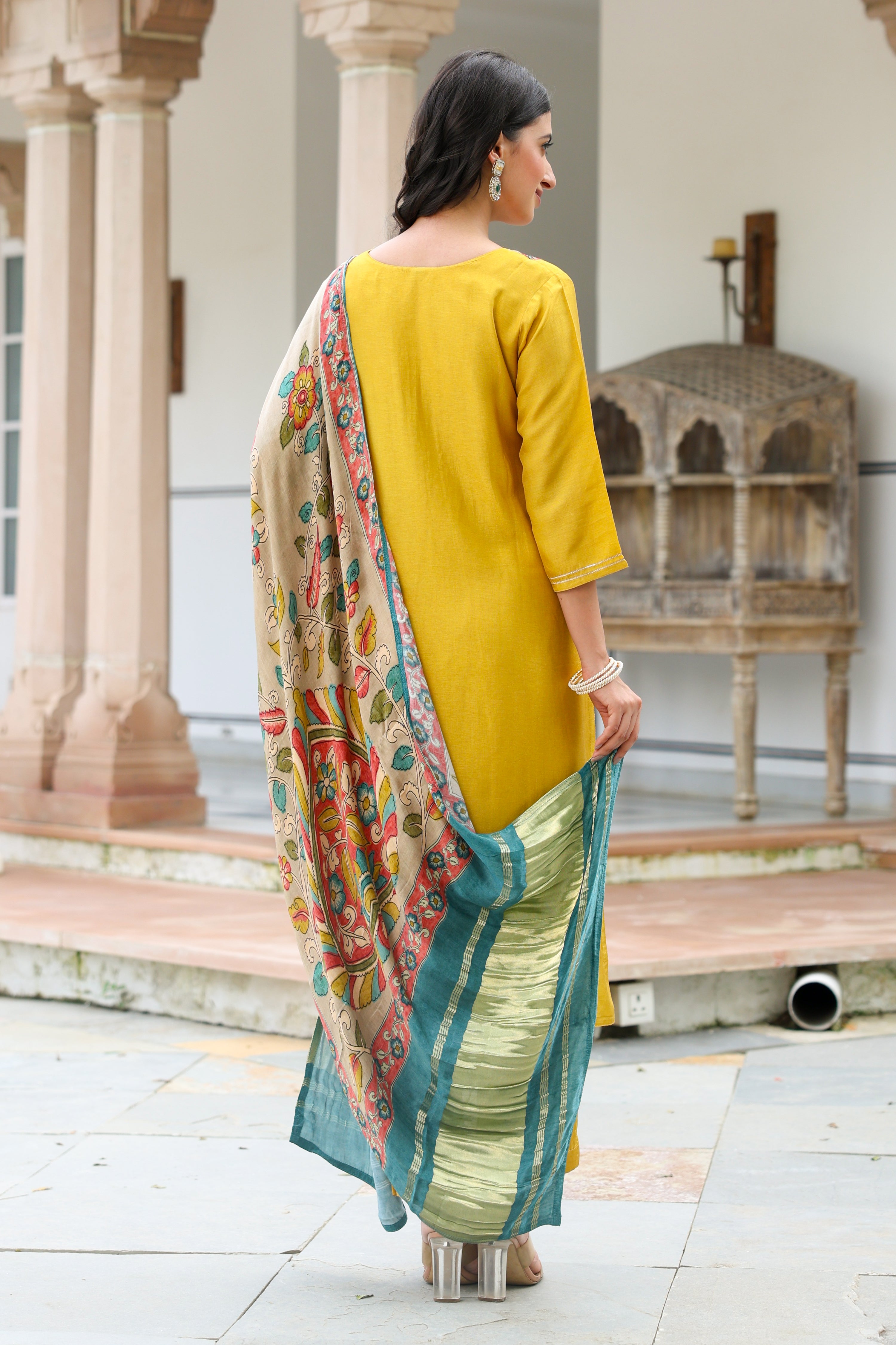 Zarna Silk Hand Embroidered Pant Set - The Jaipur Studio