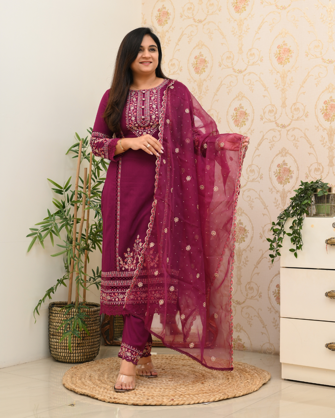 Sohanika Rayon Embroidered Straight Suit - The Jaipur Studio