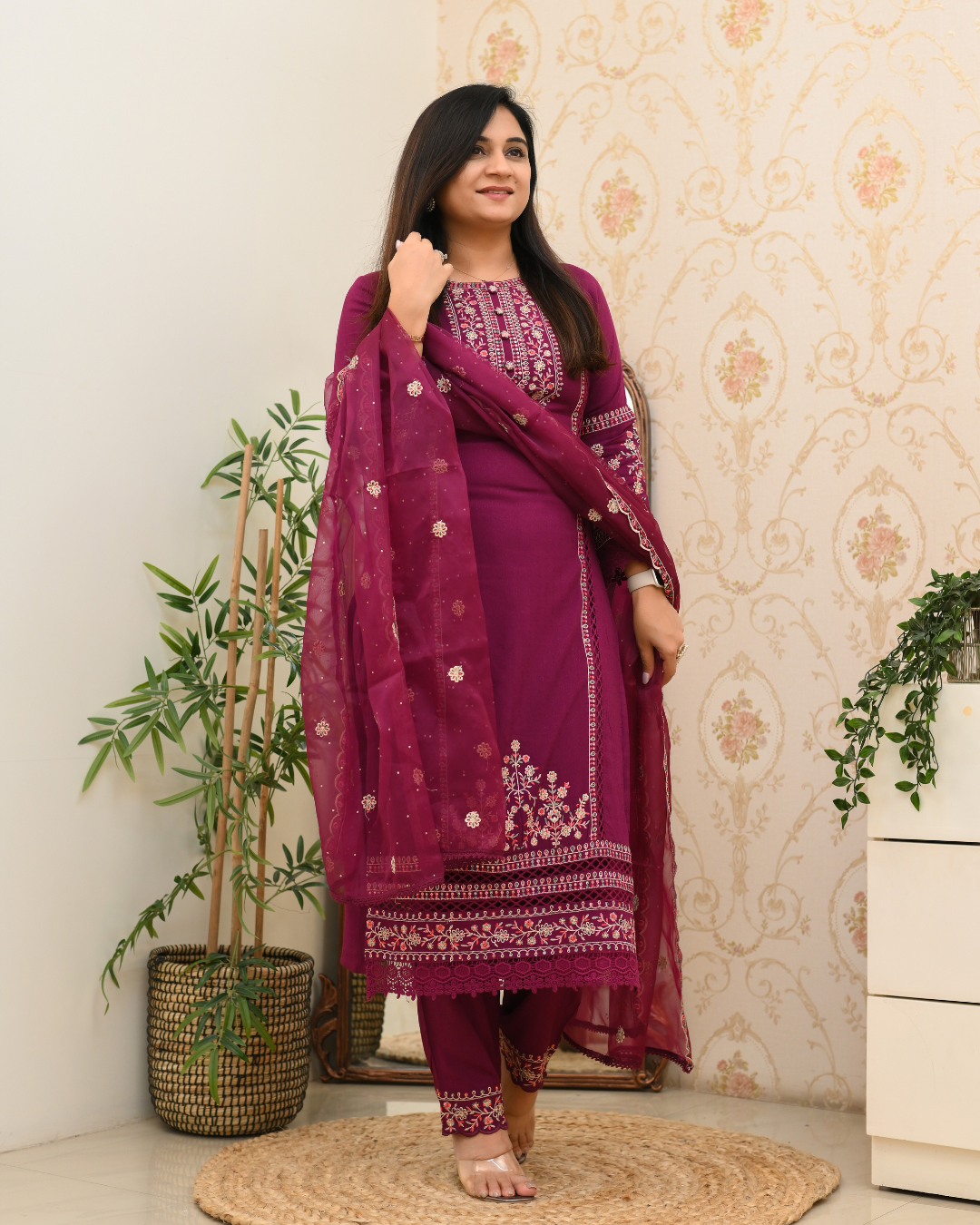 Sohanika Rayon Embroidered Straight Suit - The Jaipur Studio