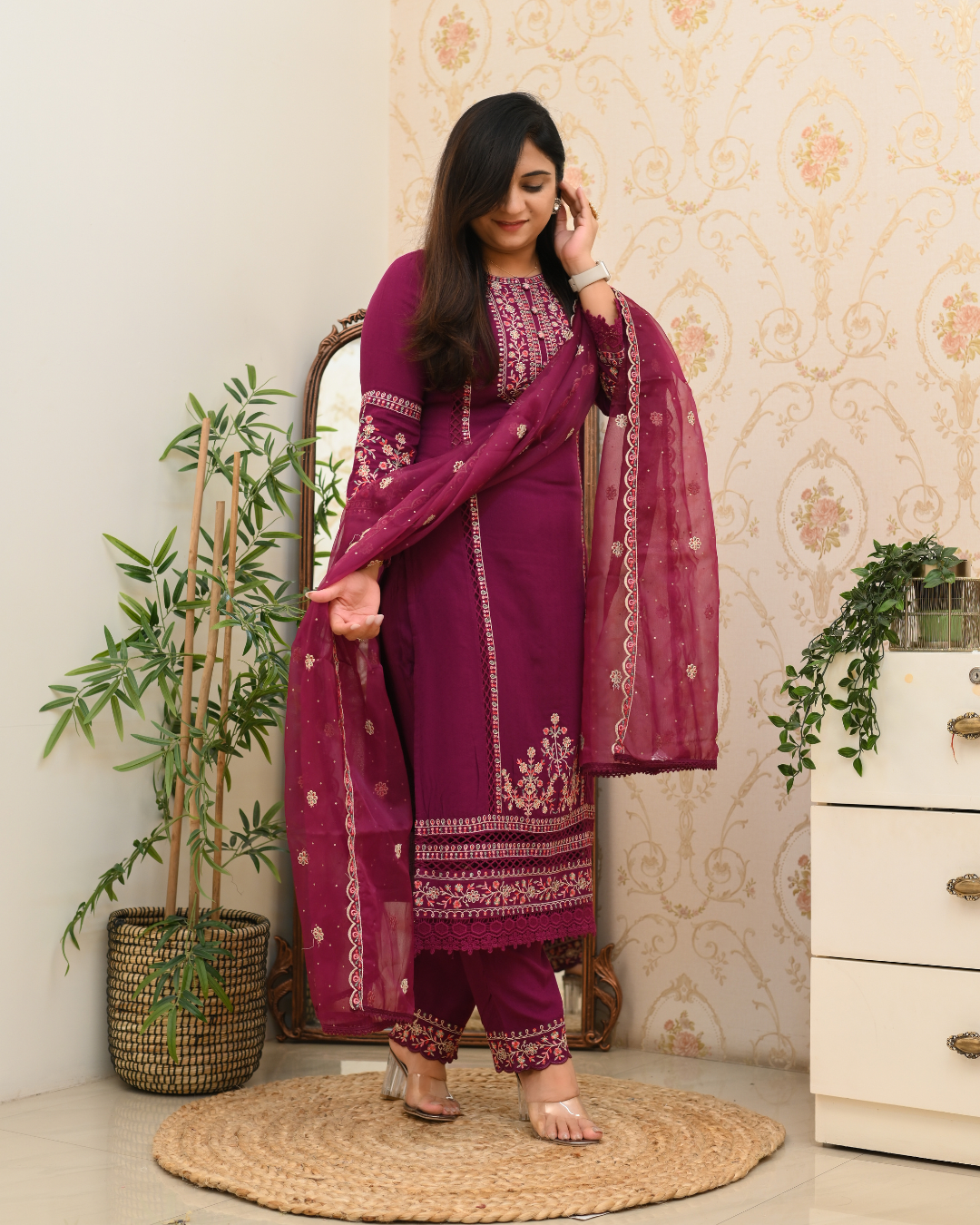 Sohanika Rayon Embroidered Straight Suit - The Jaipur Studio