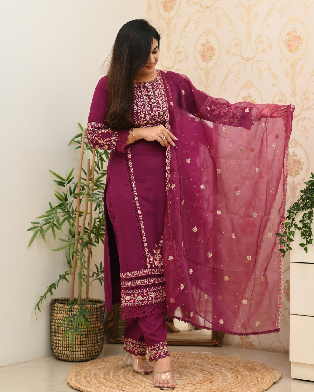 Sohanika Rayon Embroidered Straight Suit - The Jaipur Studio