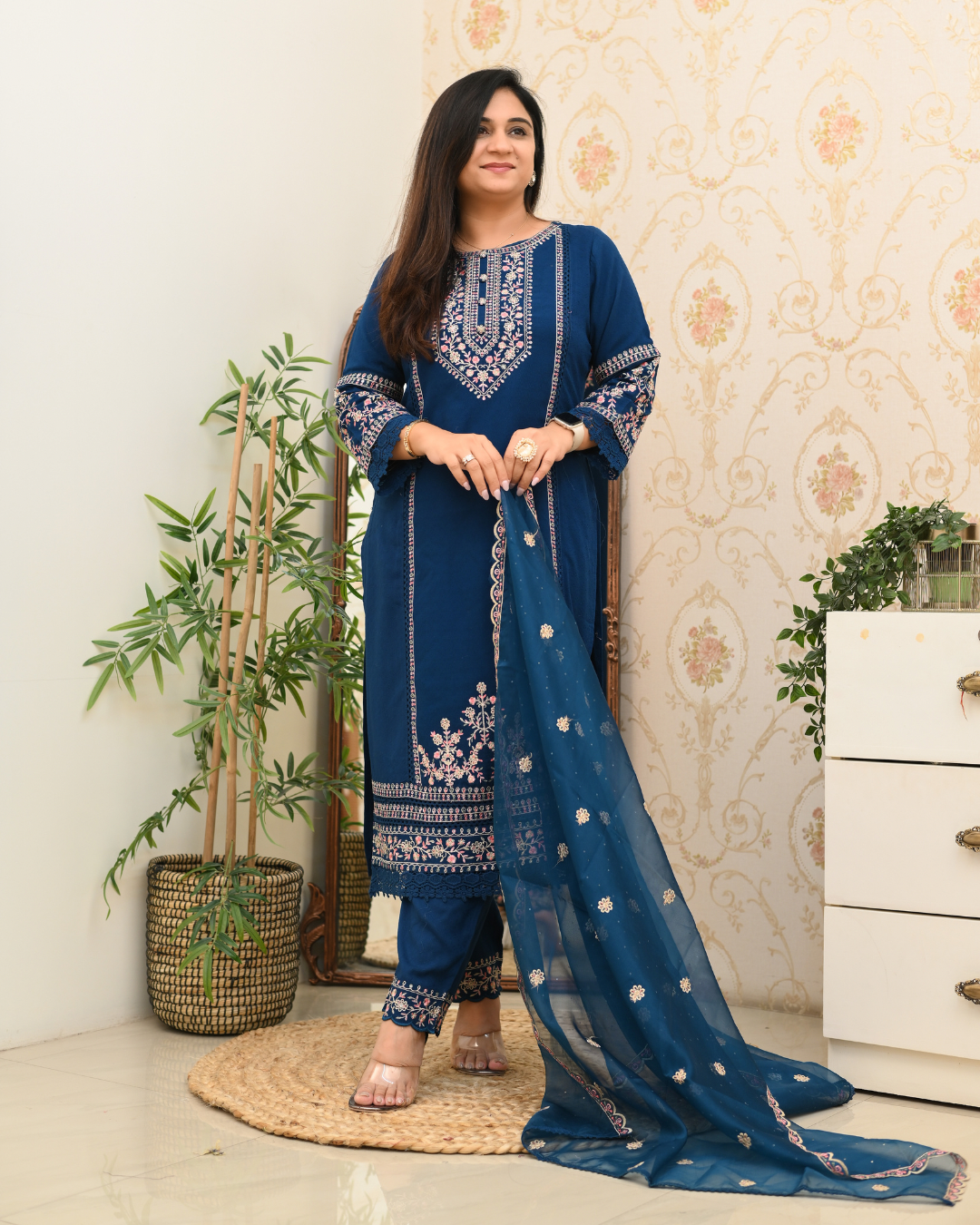 Sohanika Rayon Embroidered Straight Suit - The Jaipur Studio