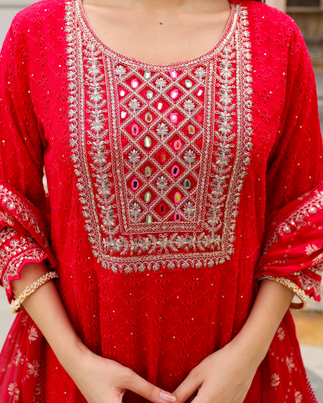 Festive Special Georgette Embroidered Anarkali Set - The Jaipur Studio