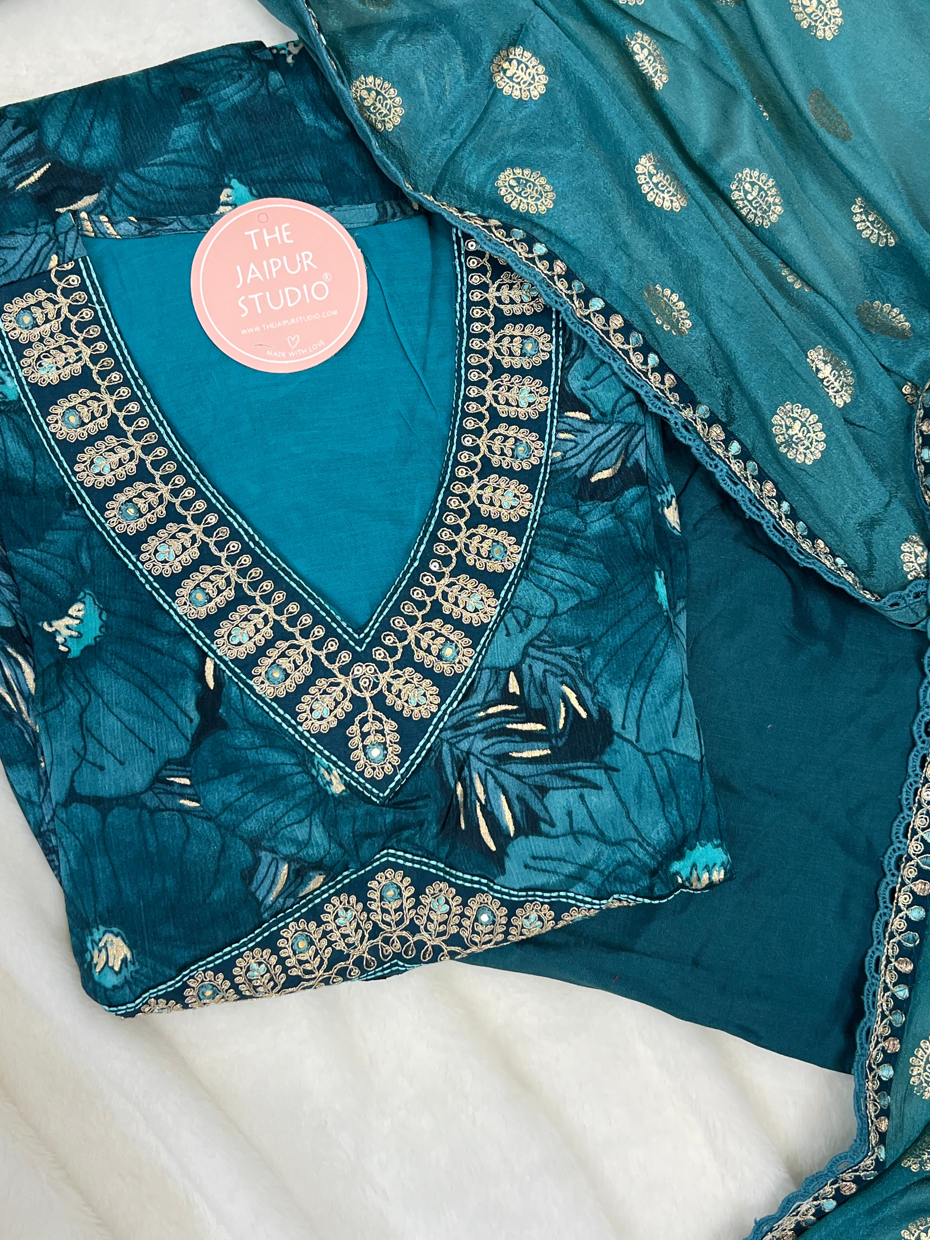 Chinnon Embroidered Floral Alia Pant Set - The Jaipur Studio