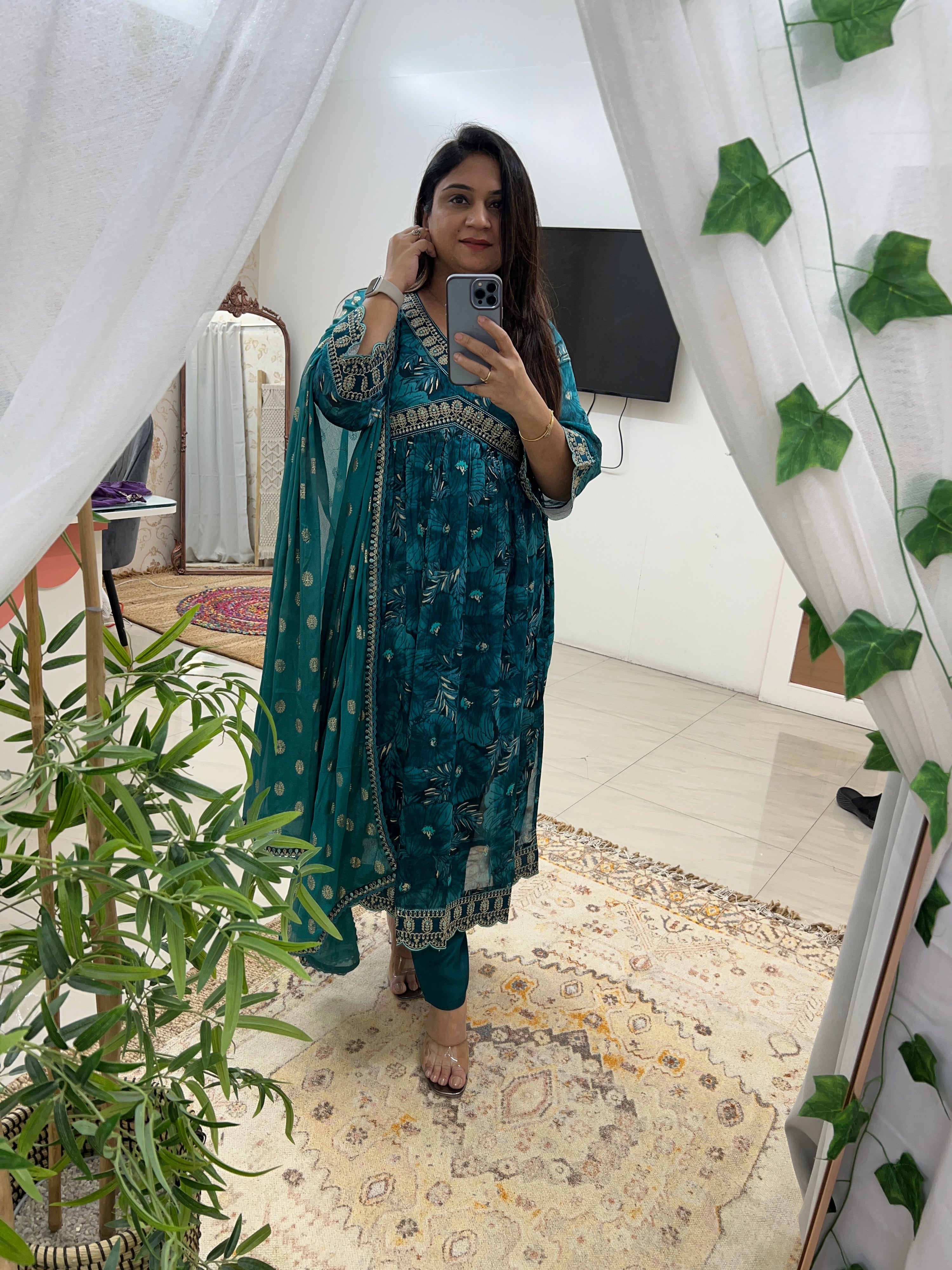 Chinnon Embroidered Floral Alia Pant Set - The Jaipur Studio