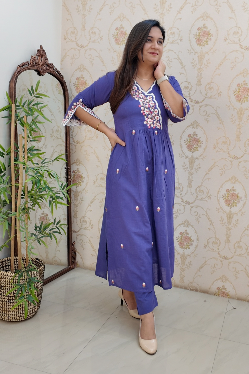 Cotton Embroidered Casual Coord Set - The Jaipur Studio