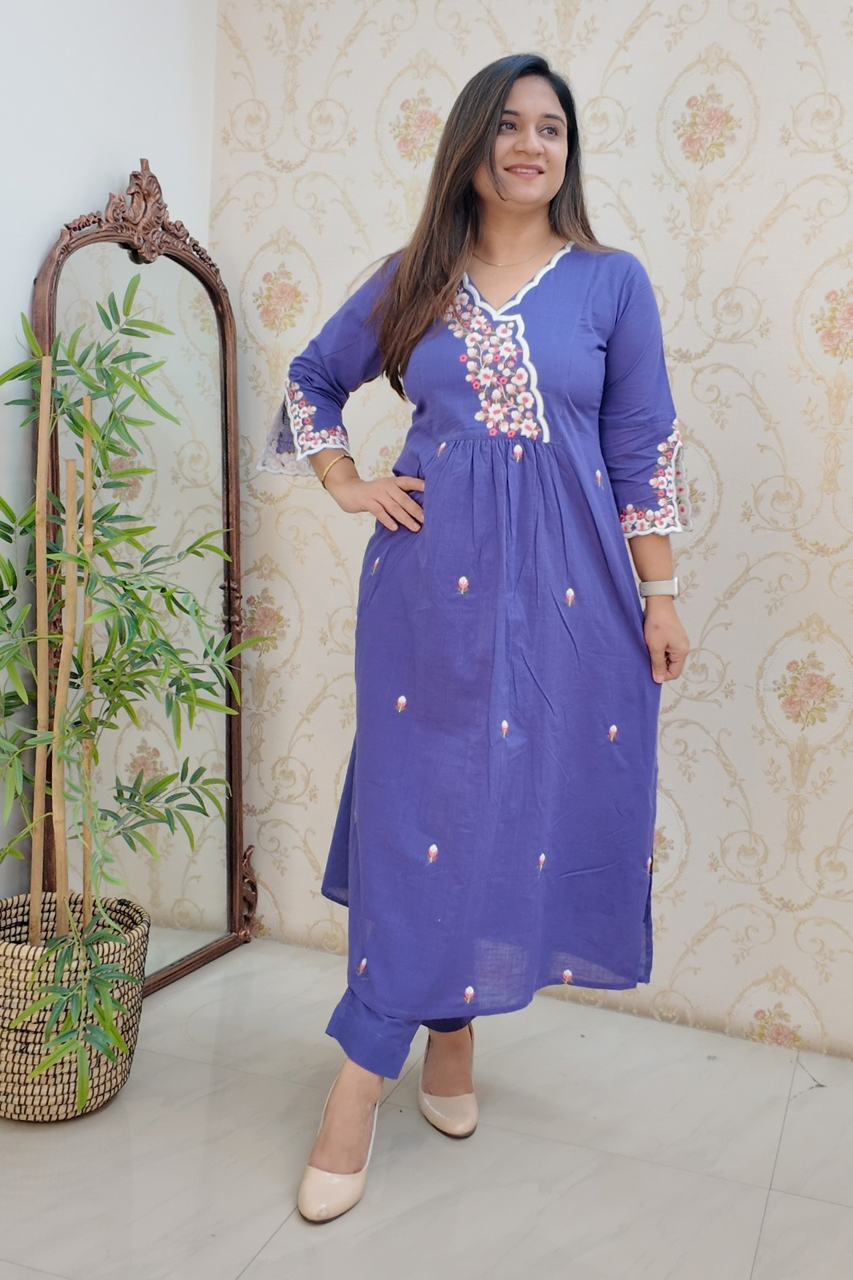 Cotton Embroidered Casual Coord Set - The Jaipur Studio