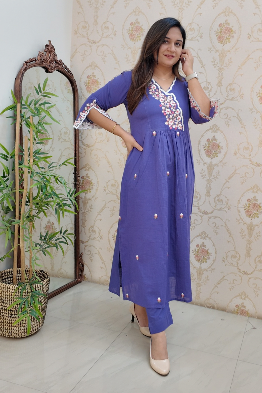 Cotton Embroidered Casual Coord Set - The Jaipur Studio