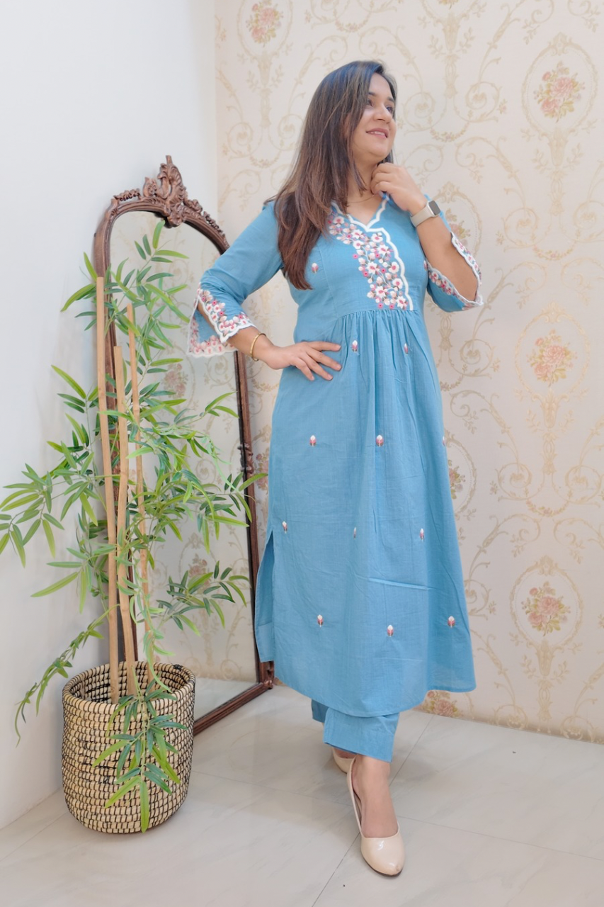 Cotton Embroidered Casual Coord Set - The Jaipur Studio