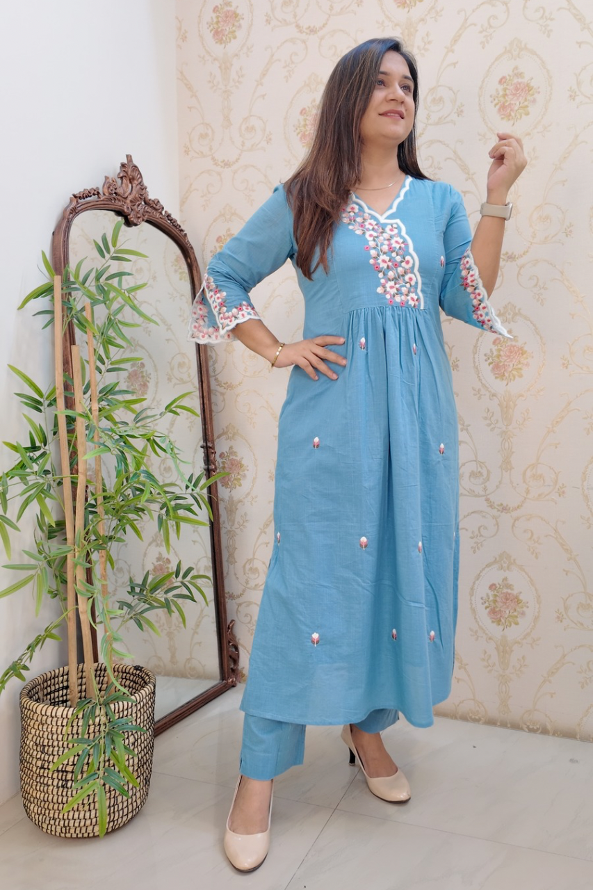 Cotton Embroidered Casual Coord Set - The Jaipur Studio