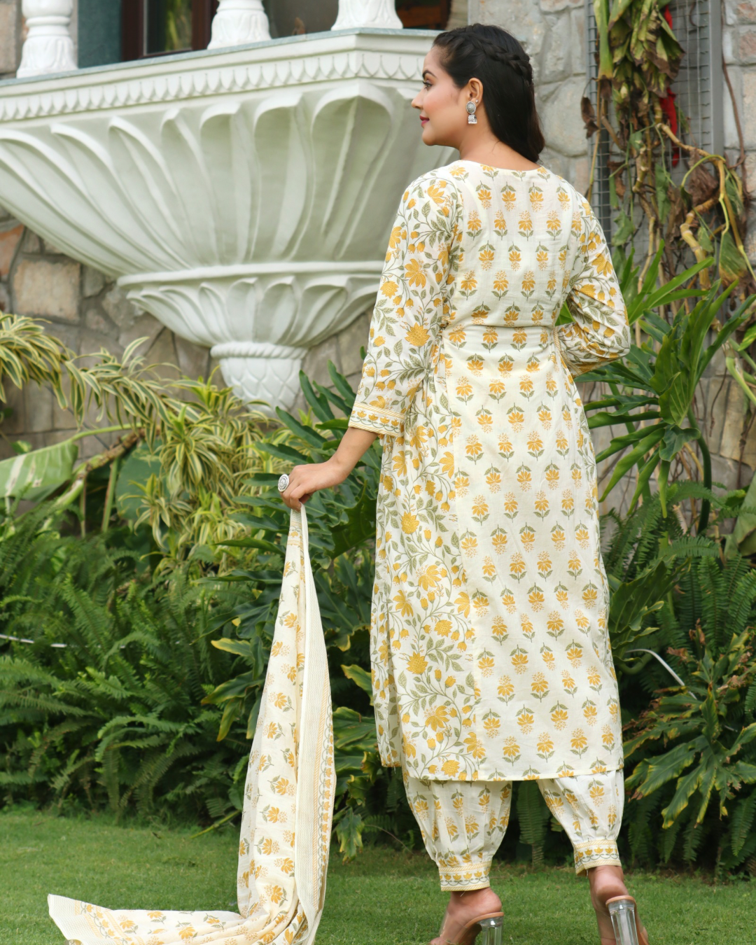 Cotton Floral Embroidered Afgani Set - The Jaipur Studio