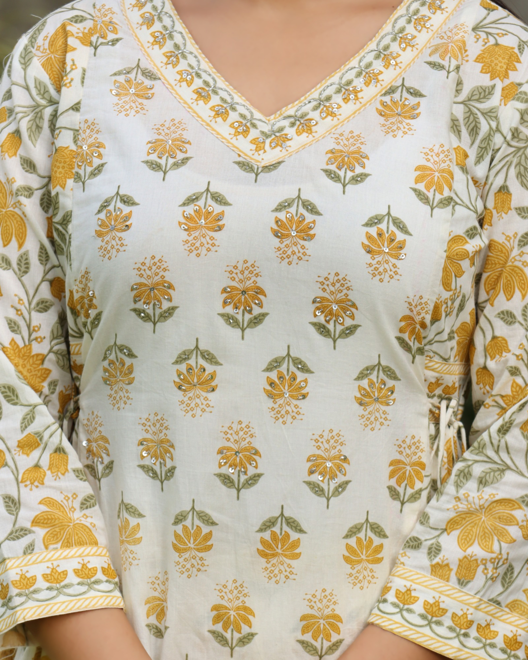 Cotton Floral Embroidered Afgani Set - The Jaipur Studio
