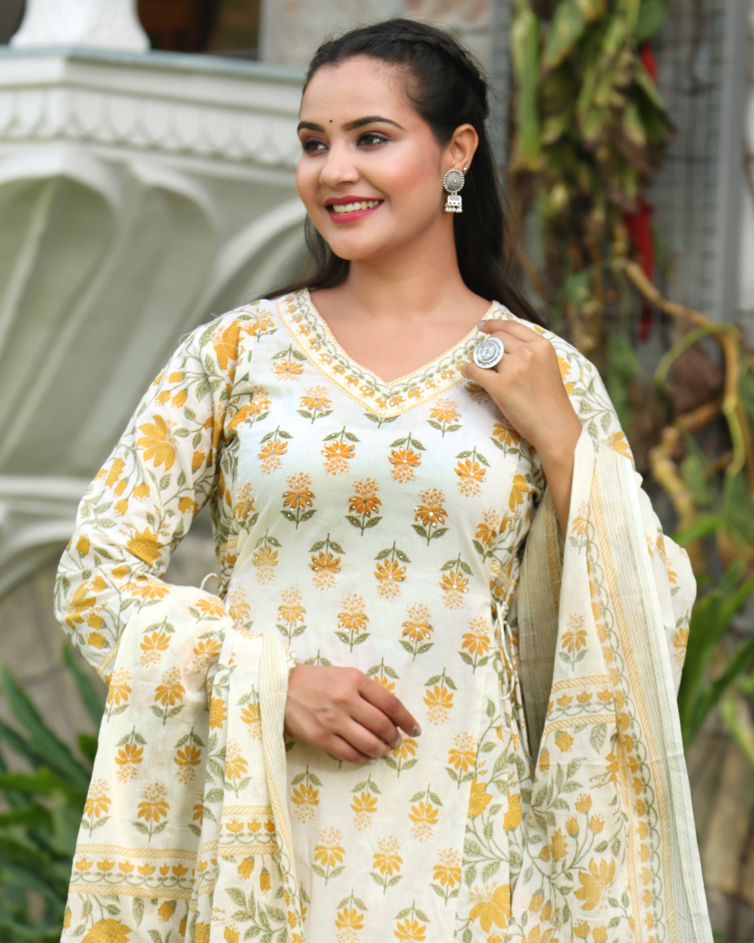 Cotton Floral Embroidered Afgani Set - The Jaipur Studio
