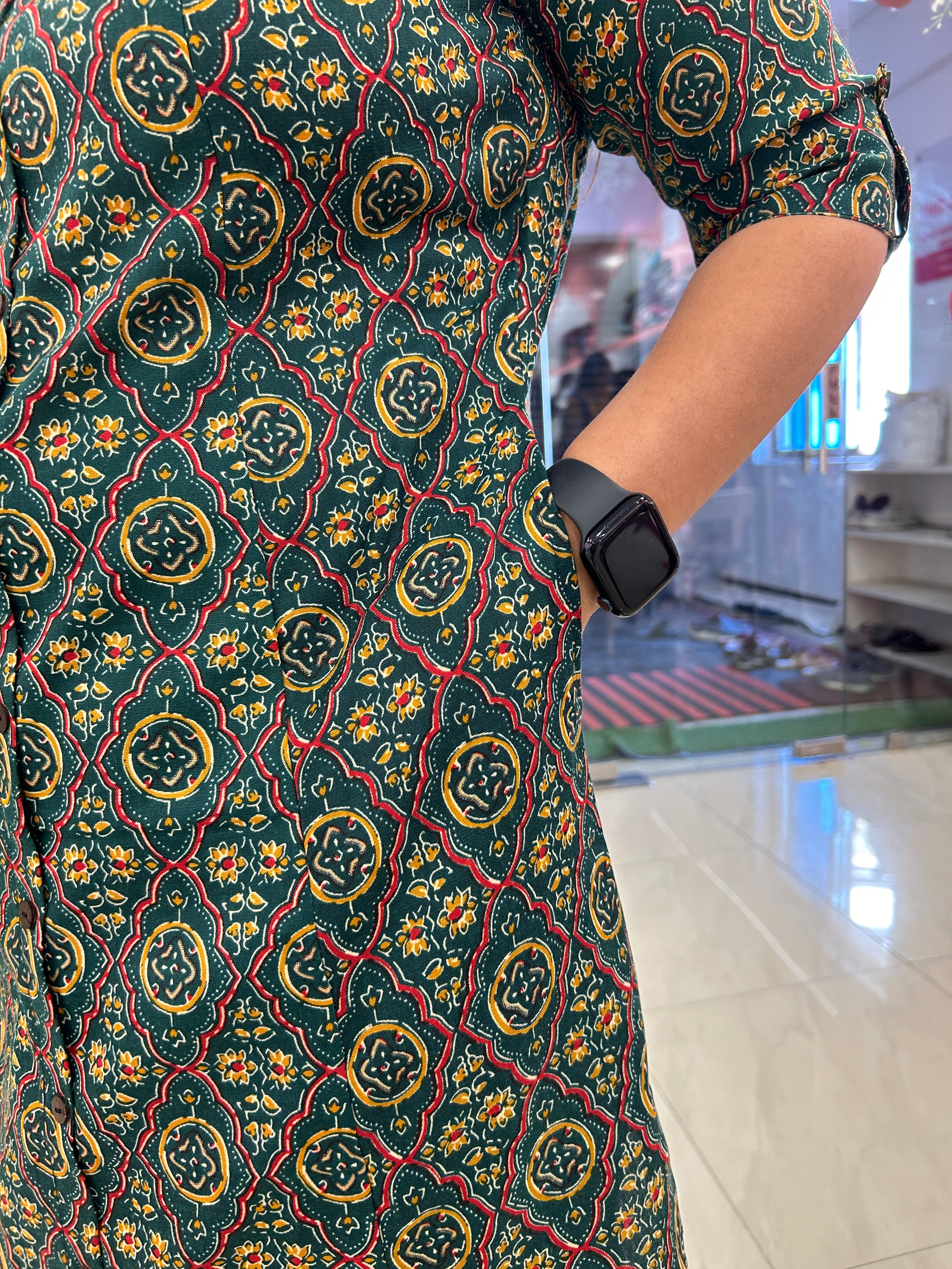 Rozana Cotton Casual A-Line Kurta with Pocket - The Jaipur Studio