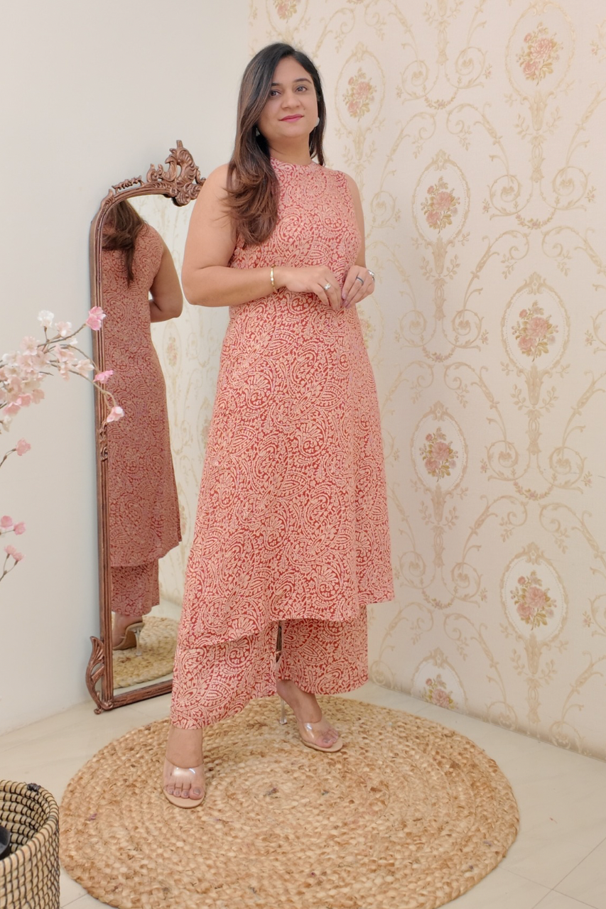 Rayon Printed Casual A-line Coord Set - The Jaipur Studio