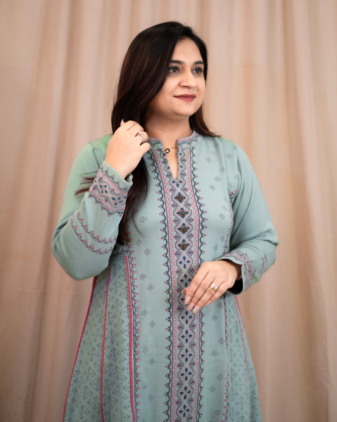 Samaira Woollen Anarkali Pant Set - The Jaipur Studio