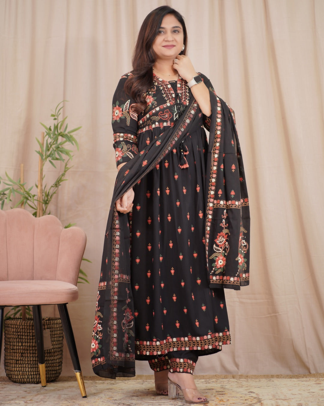 Rayon printed Alia Style Nyra Cut Pant Set - The Jaipur Studio