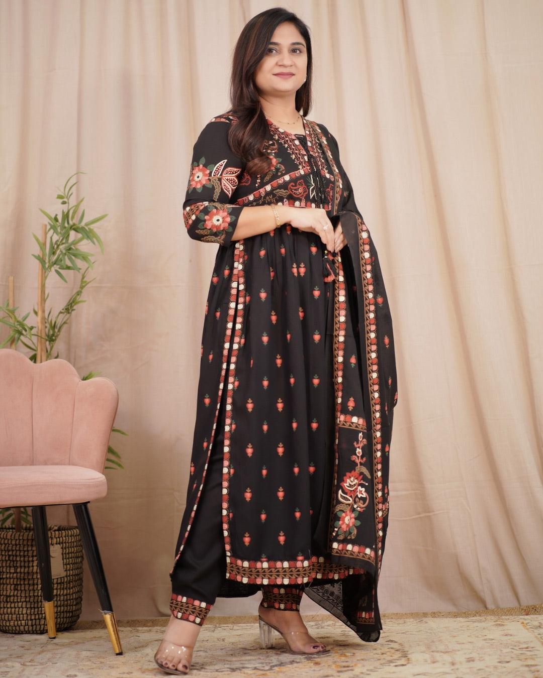 Rayon printed Alia Style Nyra Cut Pant Set - The Jaipur Studio