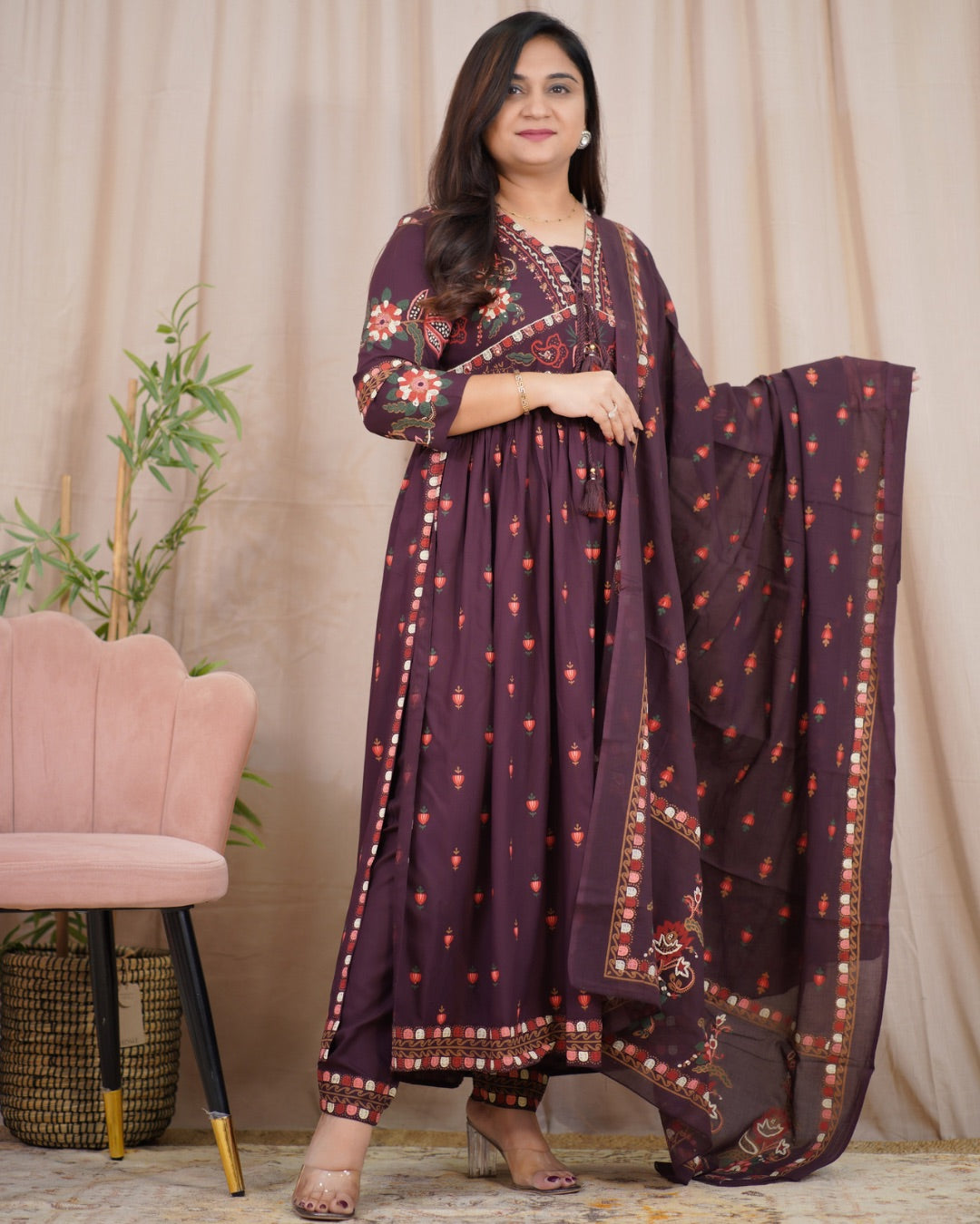 Rayon printed Alia Style Nyra Cut Pant Set - The Jaipur Studio