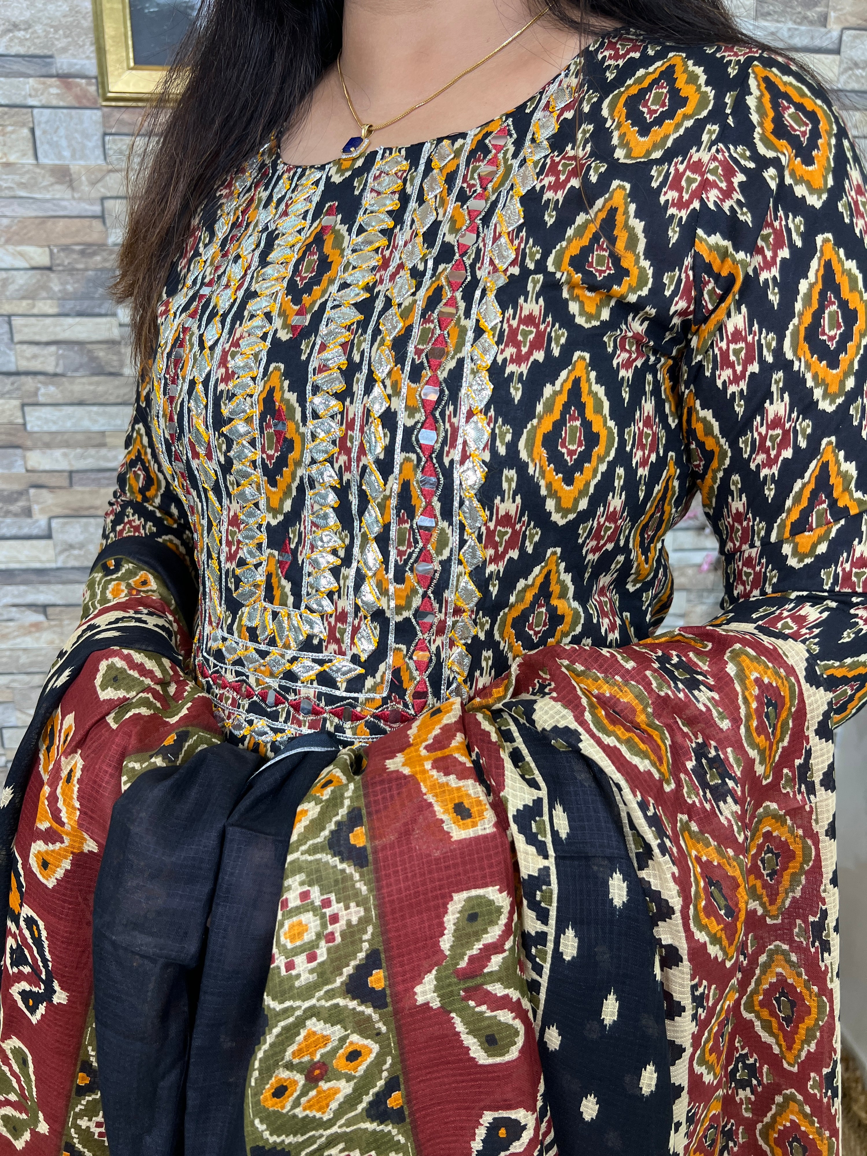Beautiful cotton Ikkat print Pant Set - The Jaipur Studio