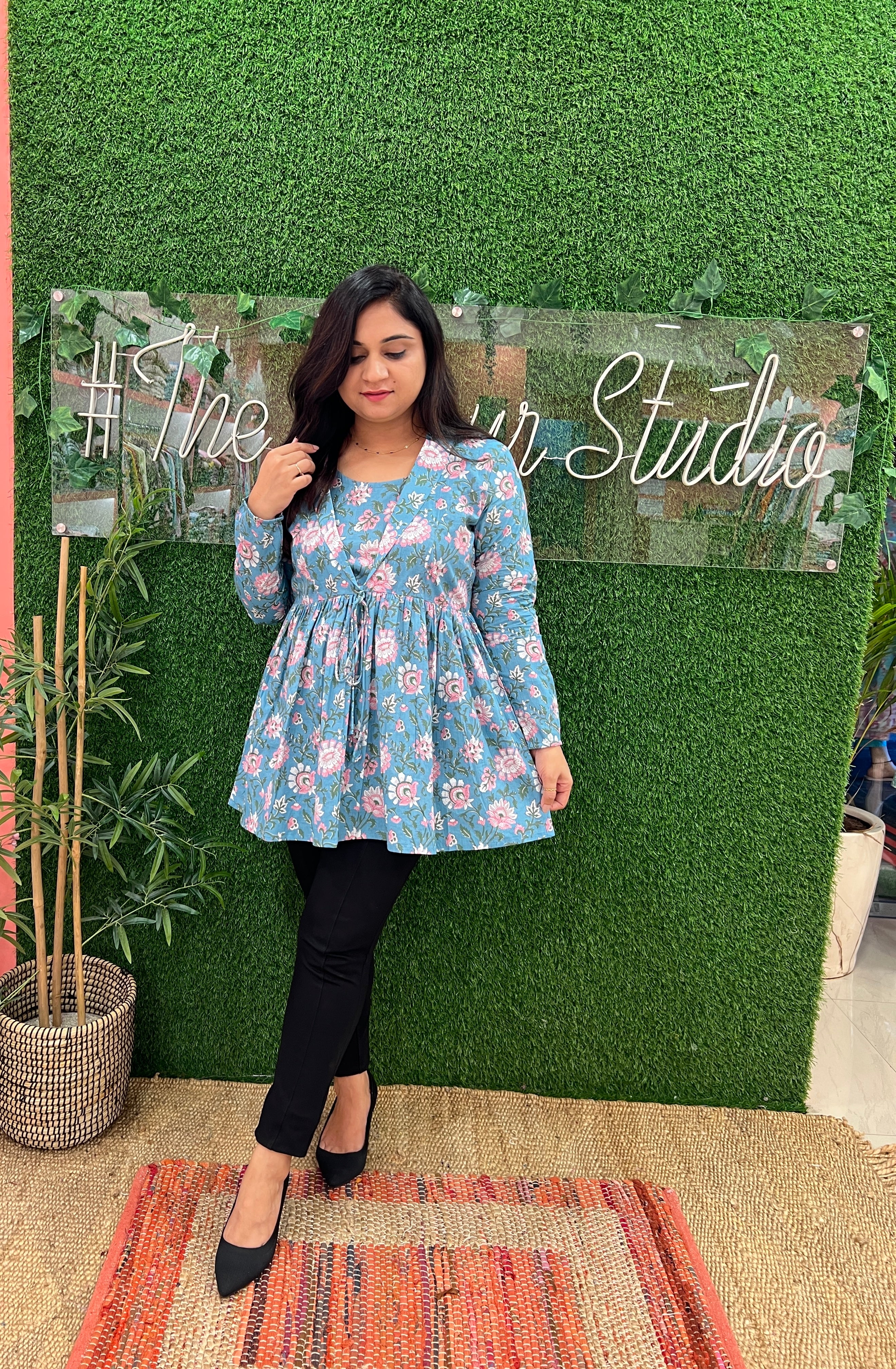 Cotton Double Layered Printed Short Top - The Jaipur Studio