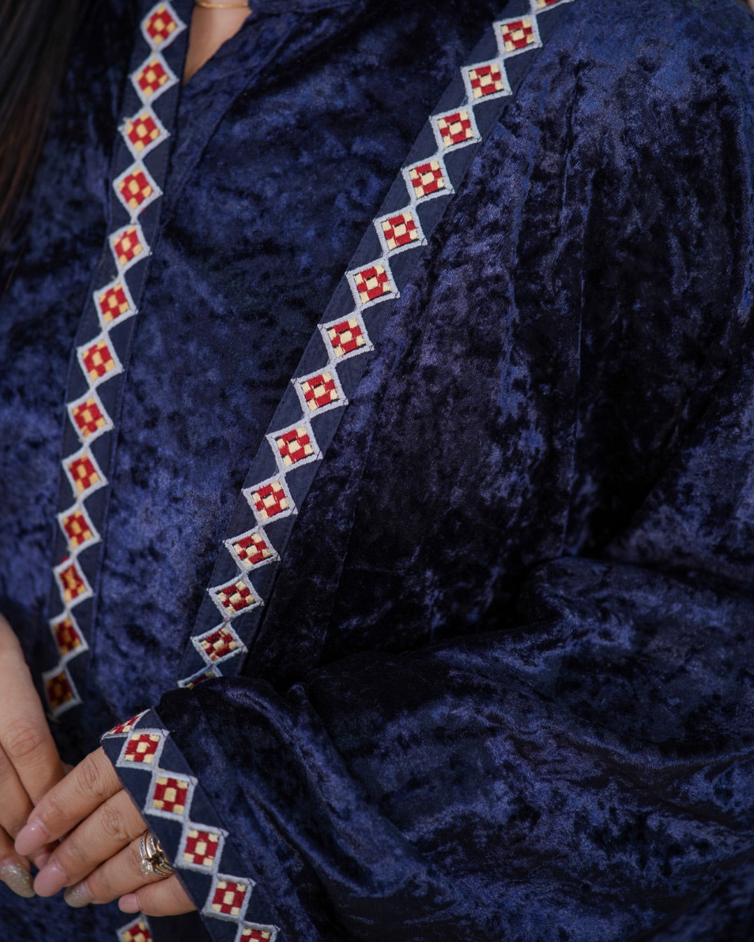 Ayesha Velvet Embroidered Dupatta Set - The Jaipur Studio