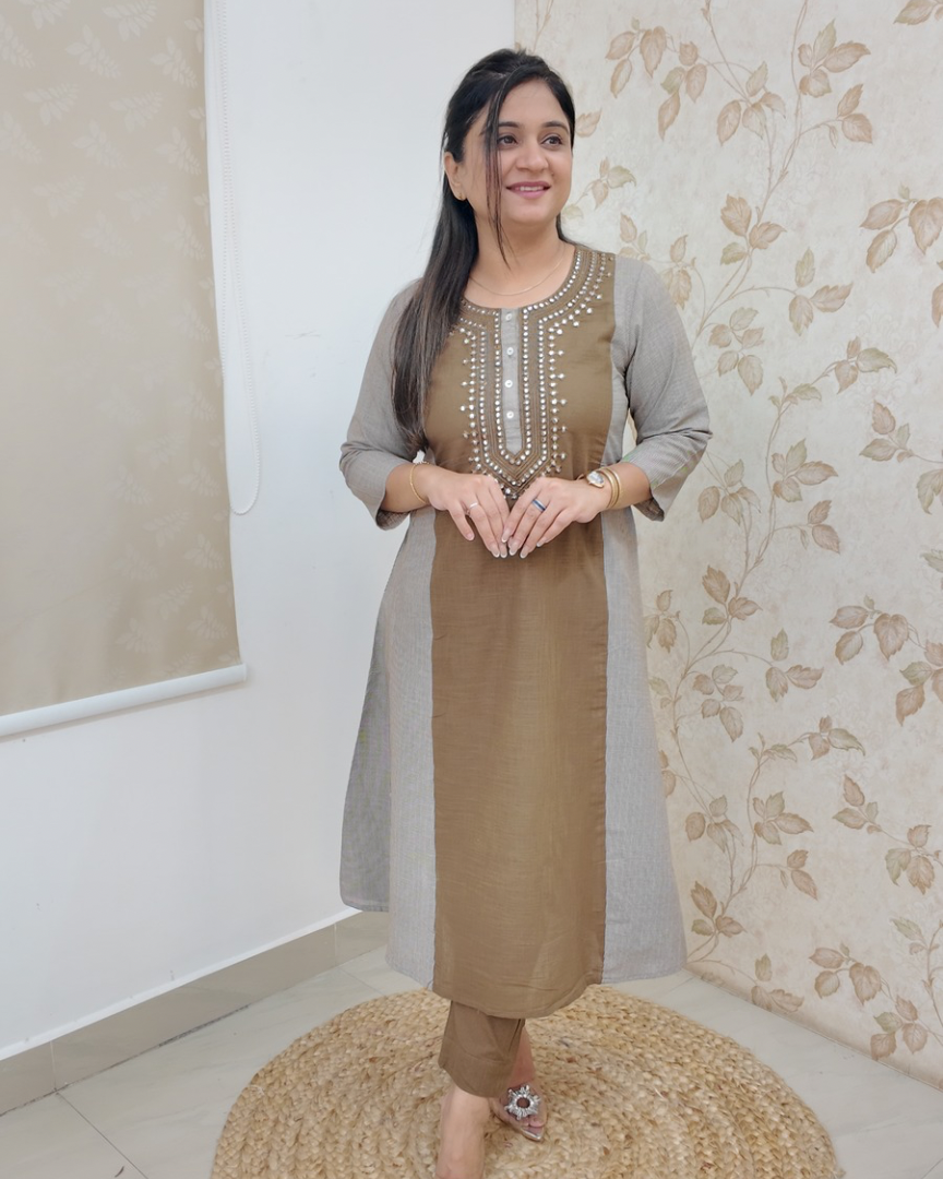 Kanya Handloom Embroidered Pant Set - The Jaipur Studio