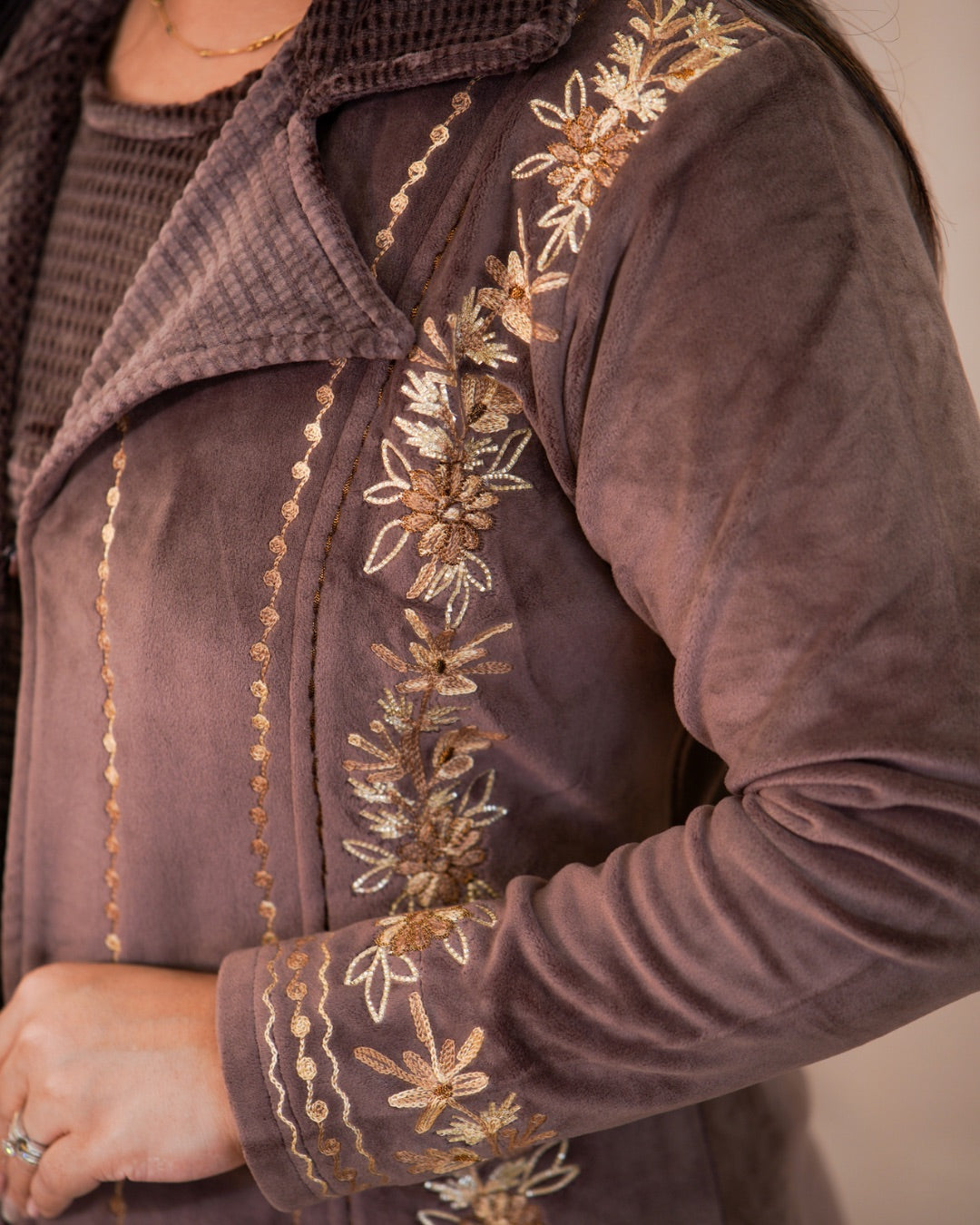 Woollen Embroidered Long Shrug Pant Set - The Jaipur Studio