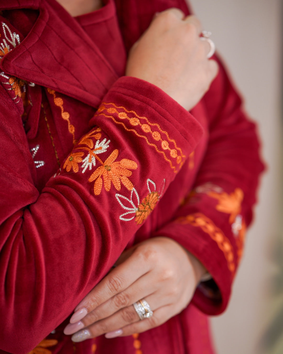 Woollen Embroidered Long Shrug Pant Set - The Jaipur Studio