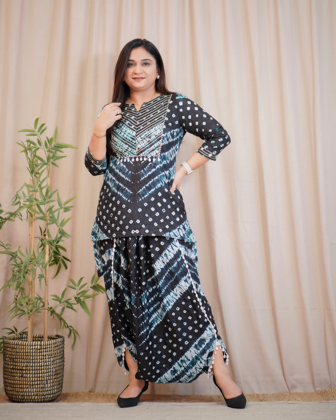 Tie and dye Muslin dhoti set - The Jaipur Studio