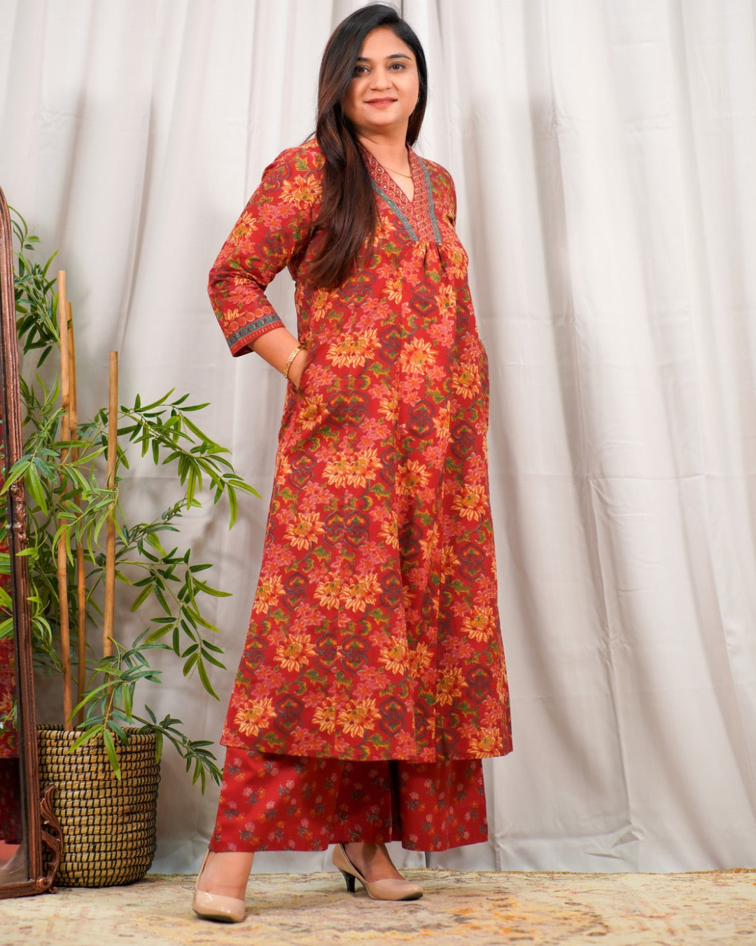 Floral A-line Divider Set with Pocket - The Jaipur Studio