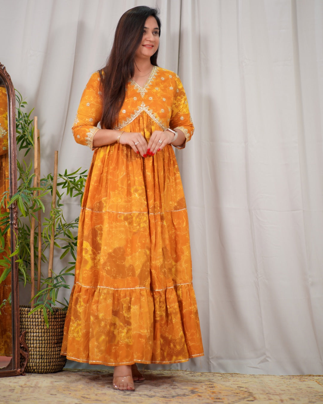 Alia Style Cotton Long Dress - The Jaipur Studio