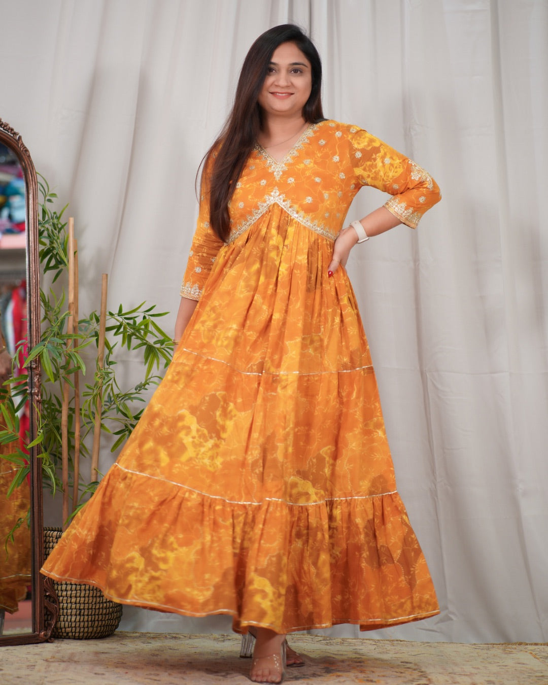 Alia Style Cotton Long Dress - The Jaipur Studio