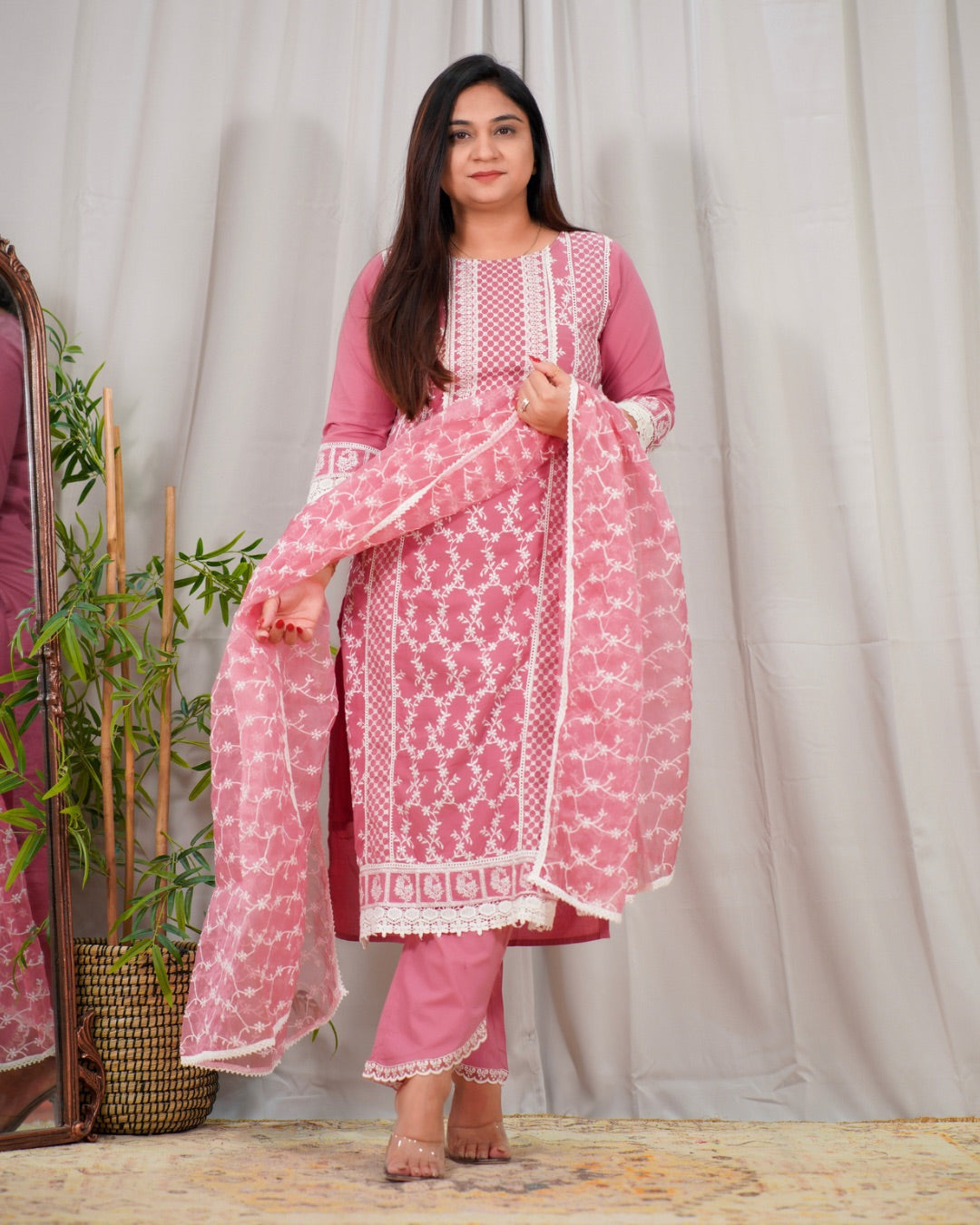 Mahira Cotton Embroidered Pant Set - The Jaipur Studio