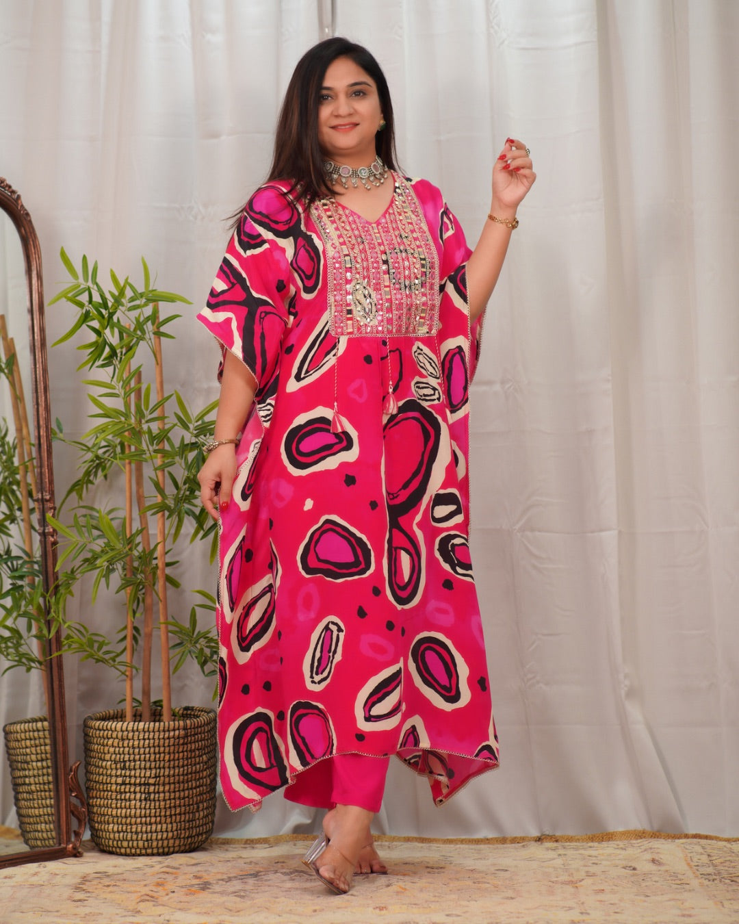 Chinnon embroidered Kaftaan Pant Set - The Jaipur Studio