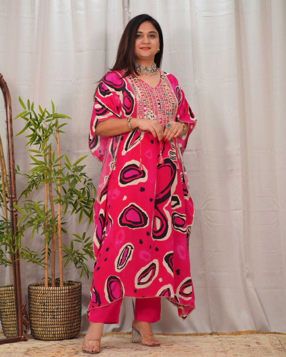 Chinnon embroidered Kaftaan Pant Set - The Jaipur Studio