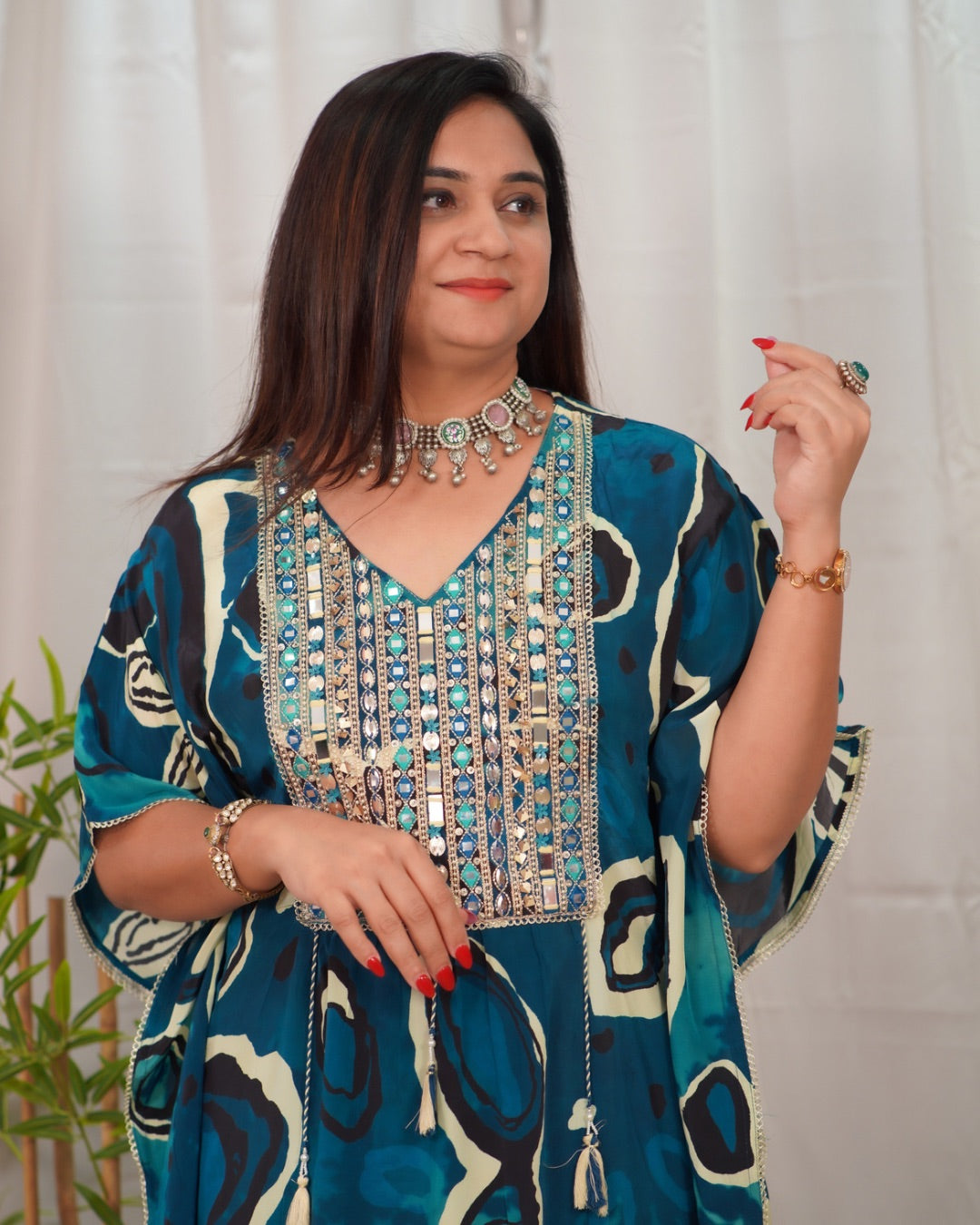 Chinnon embroidered Kaftaan Pant Set - The Jaipur Studio