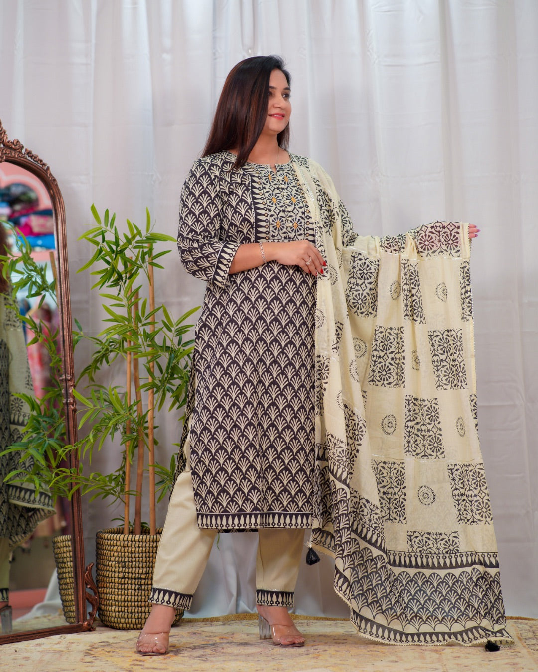 Premium Cotton Embroidered Pant Set - The Jaipur Studio